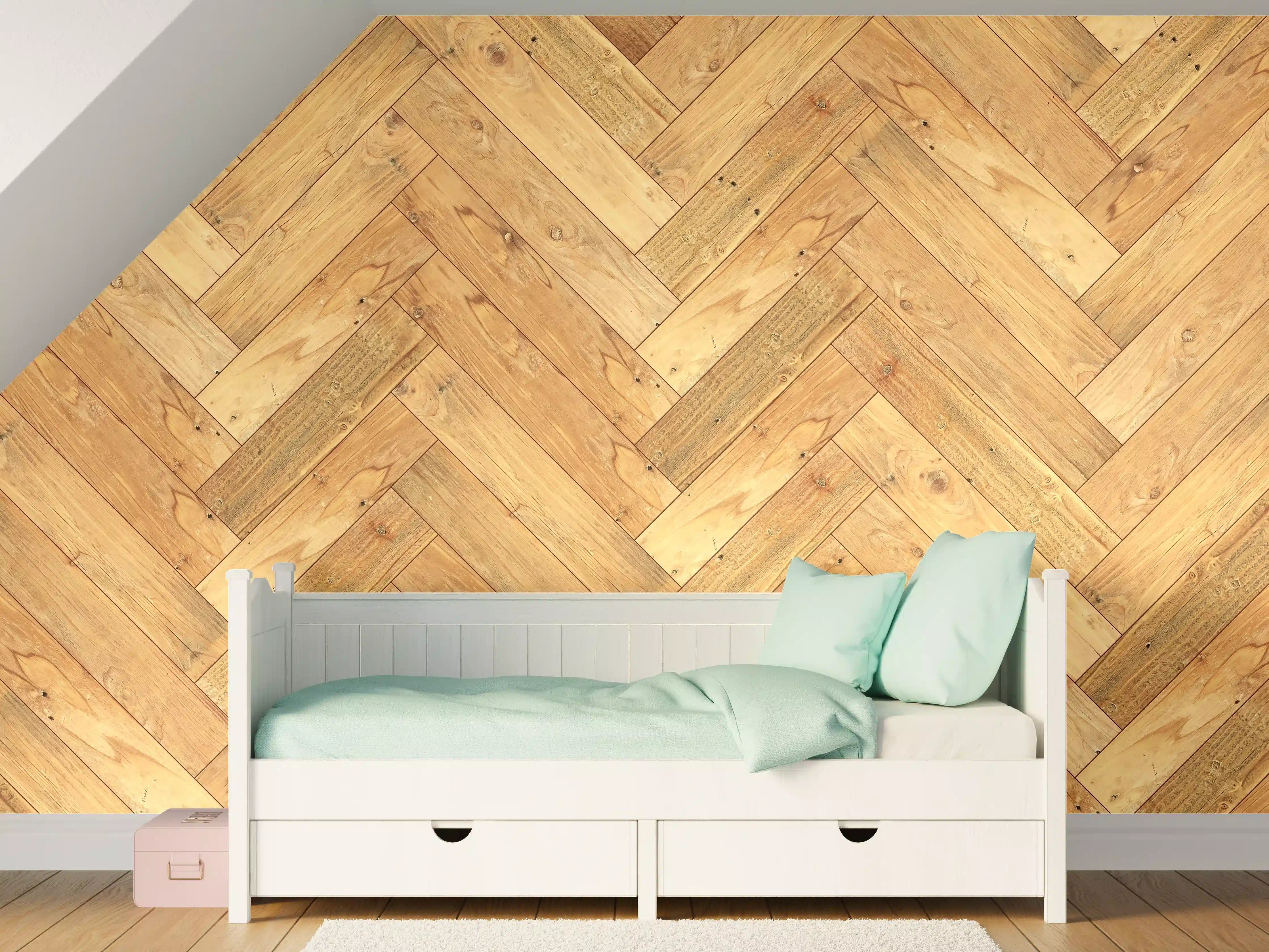 Kinderzimmer Wandgestaltung - Helles Holzbrett Muster