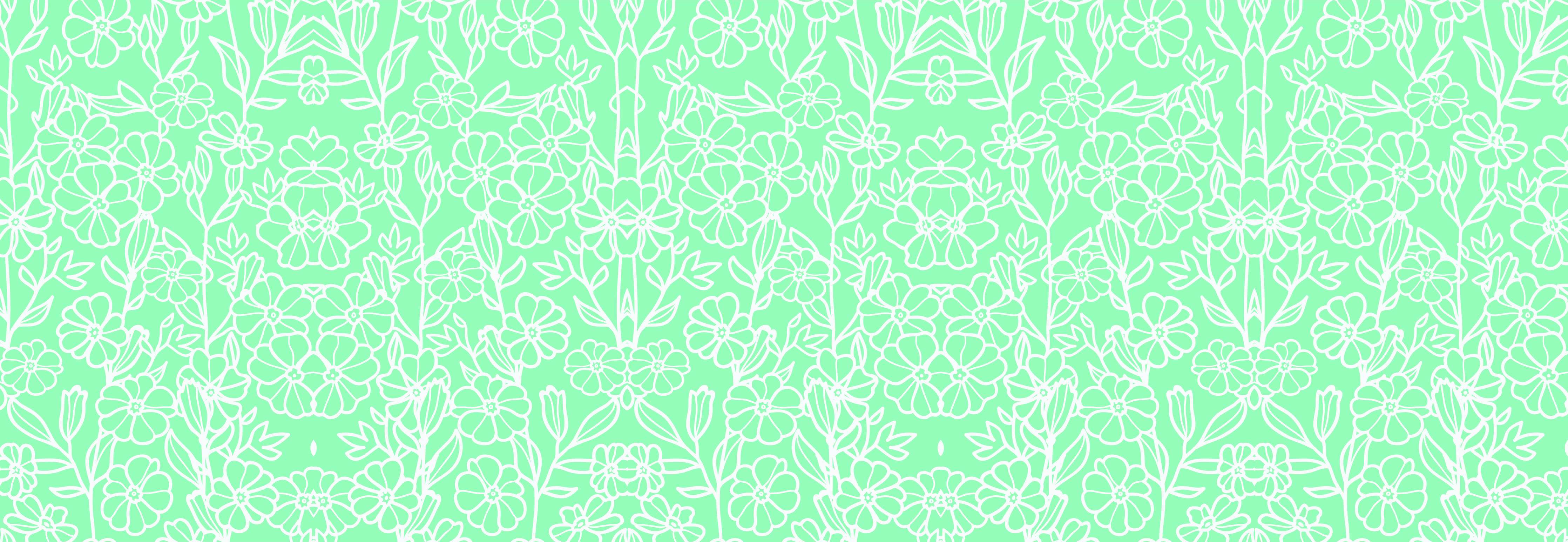 Kinderzimmer Wandgestaltung-Helles florales Muster in Mintgrün mit Weiß