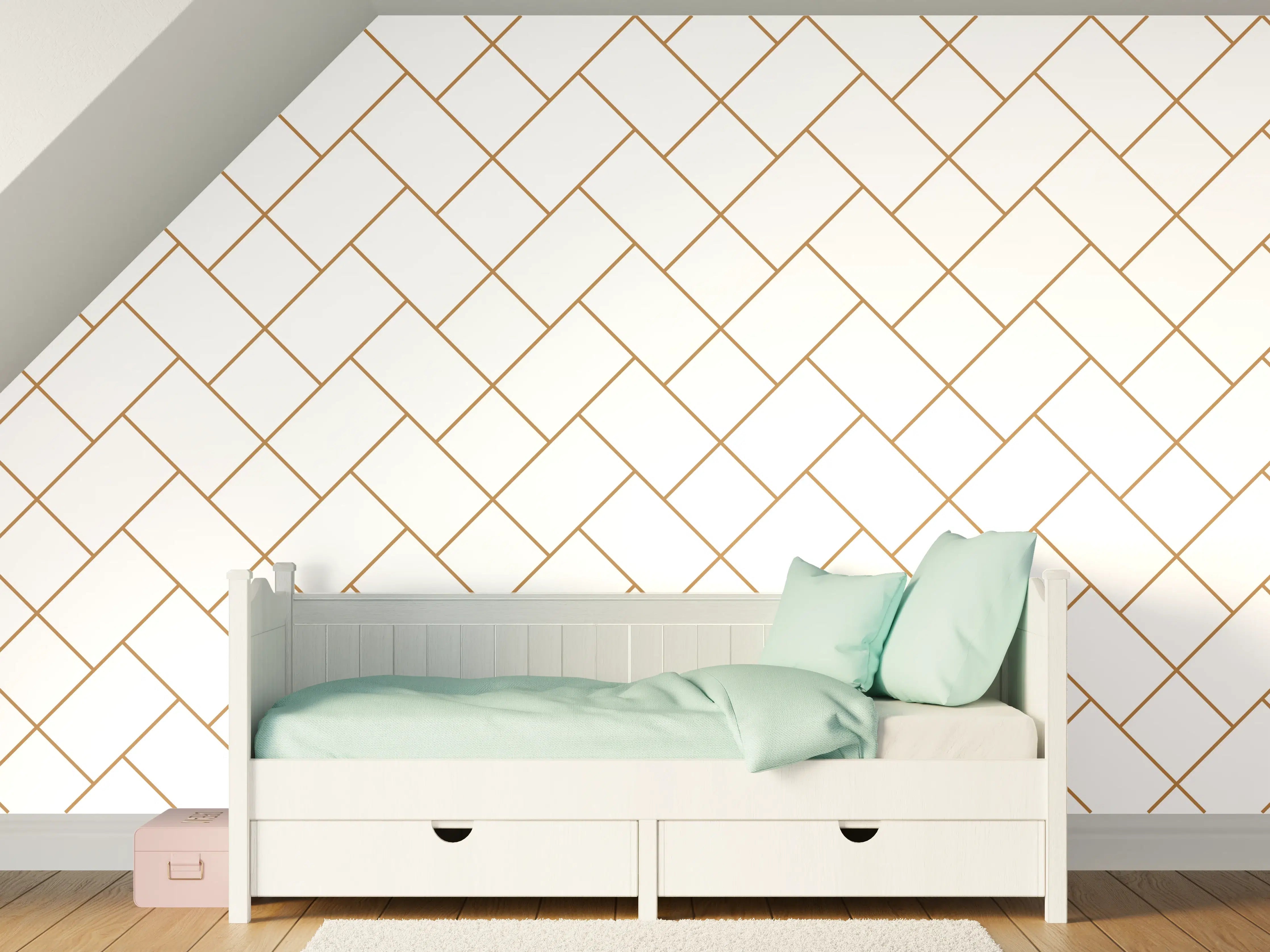 Kinderzimmer Wandgestaltung - Helles, geometrisches Muster in Braun