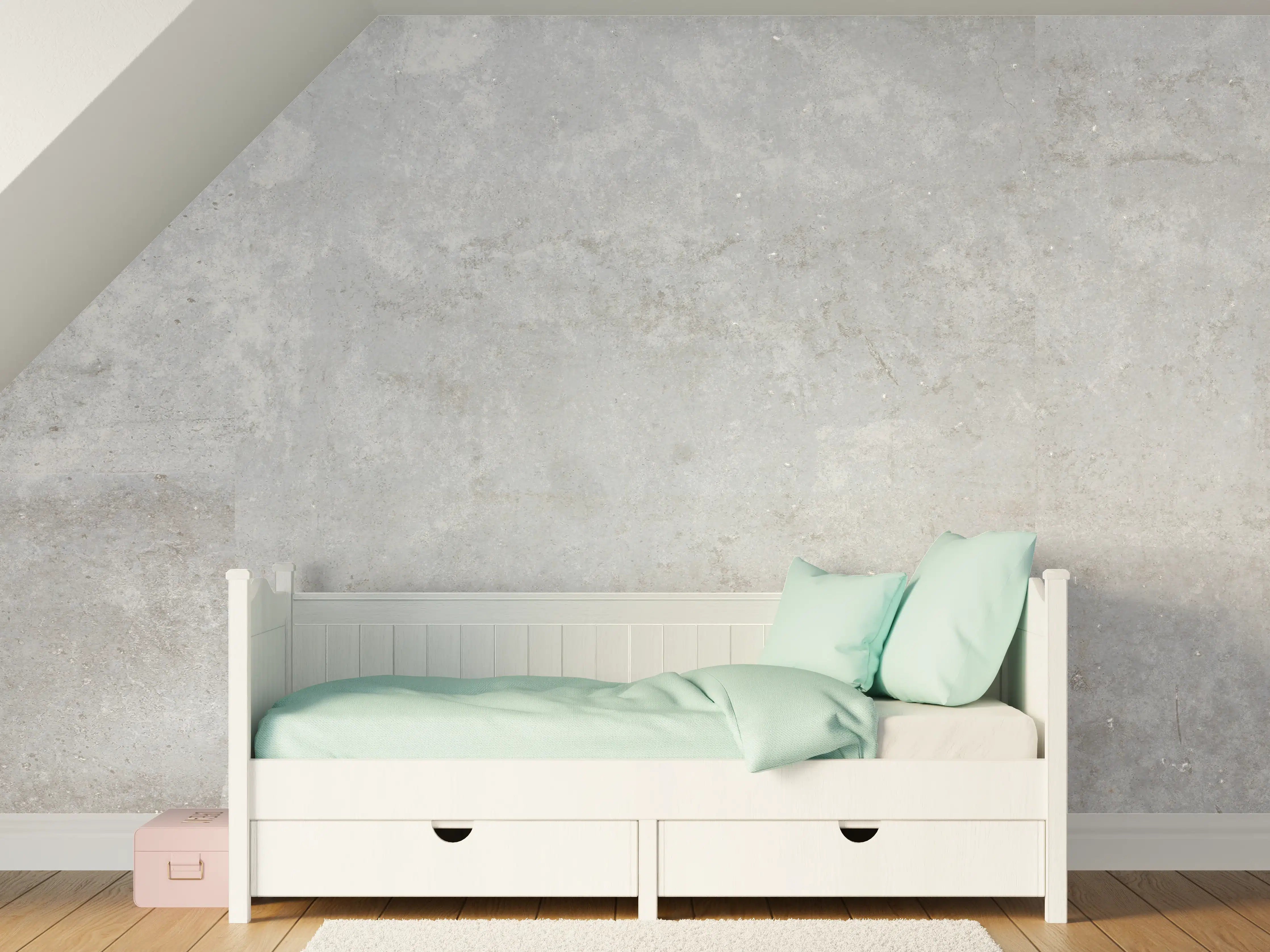 Kinderzimmer Wandgestaltung - Hellgraue Betontextur im minimalistischen Design