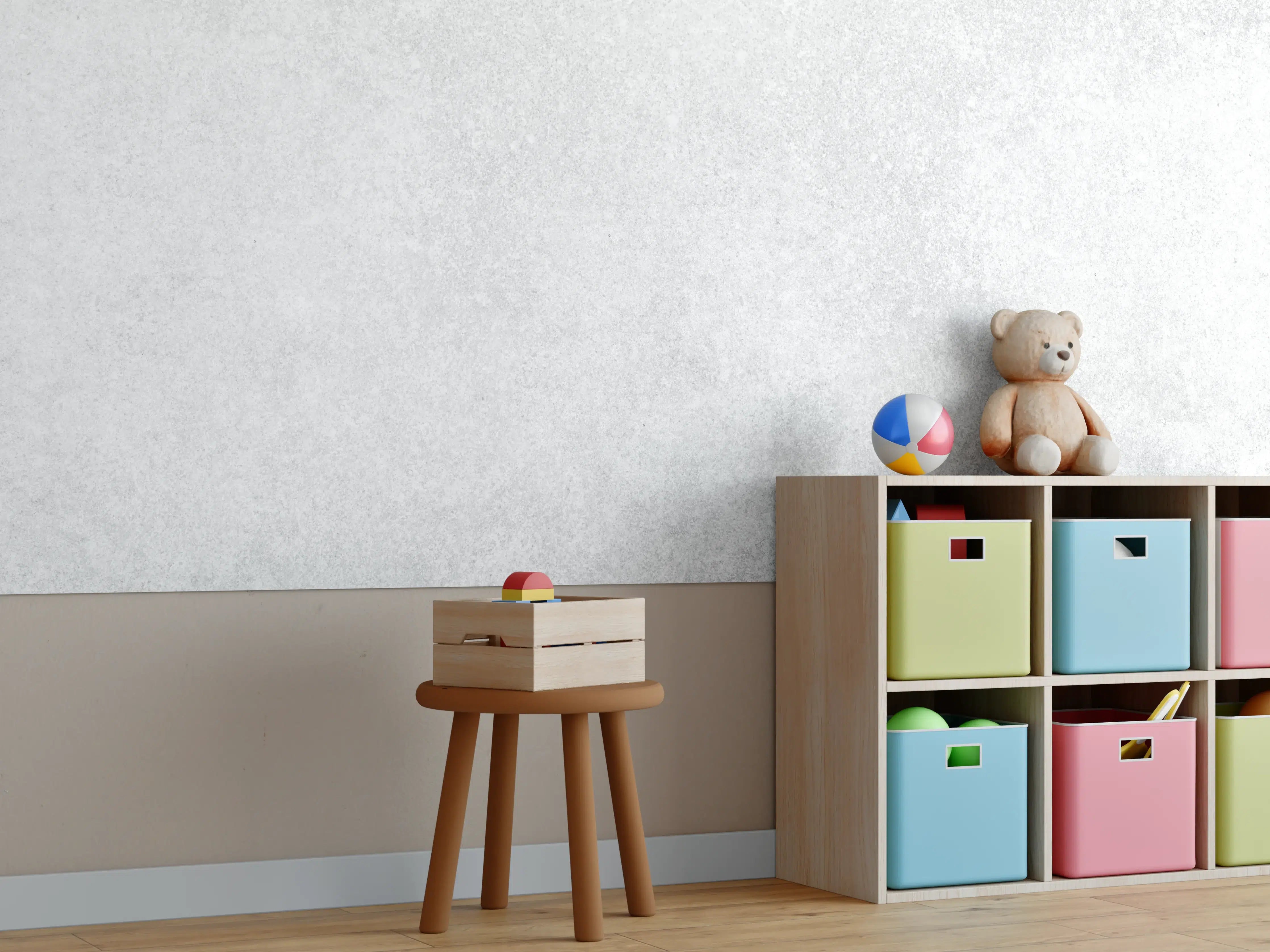 Kinderzimmer Wandgestaltung - Hellgraue Marmorwandstruktur