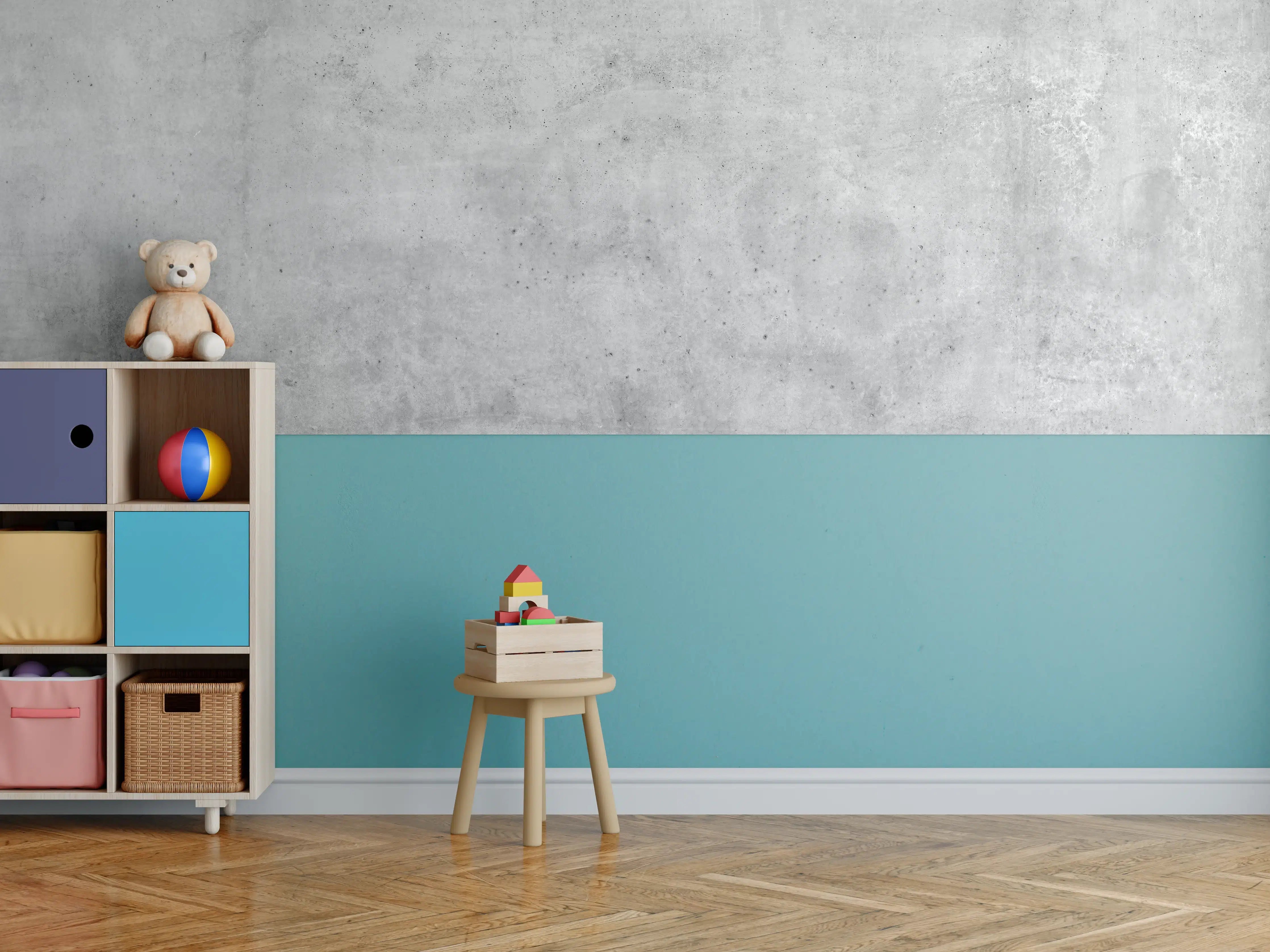 Kinderzimmer Wandgestaltung - Hellgraue alte Betonwand