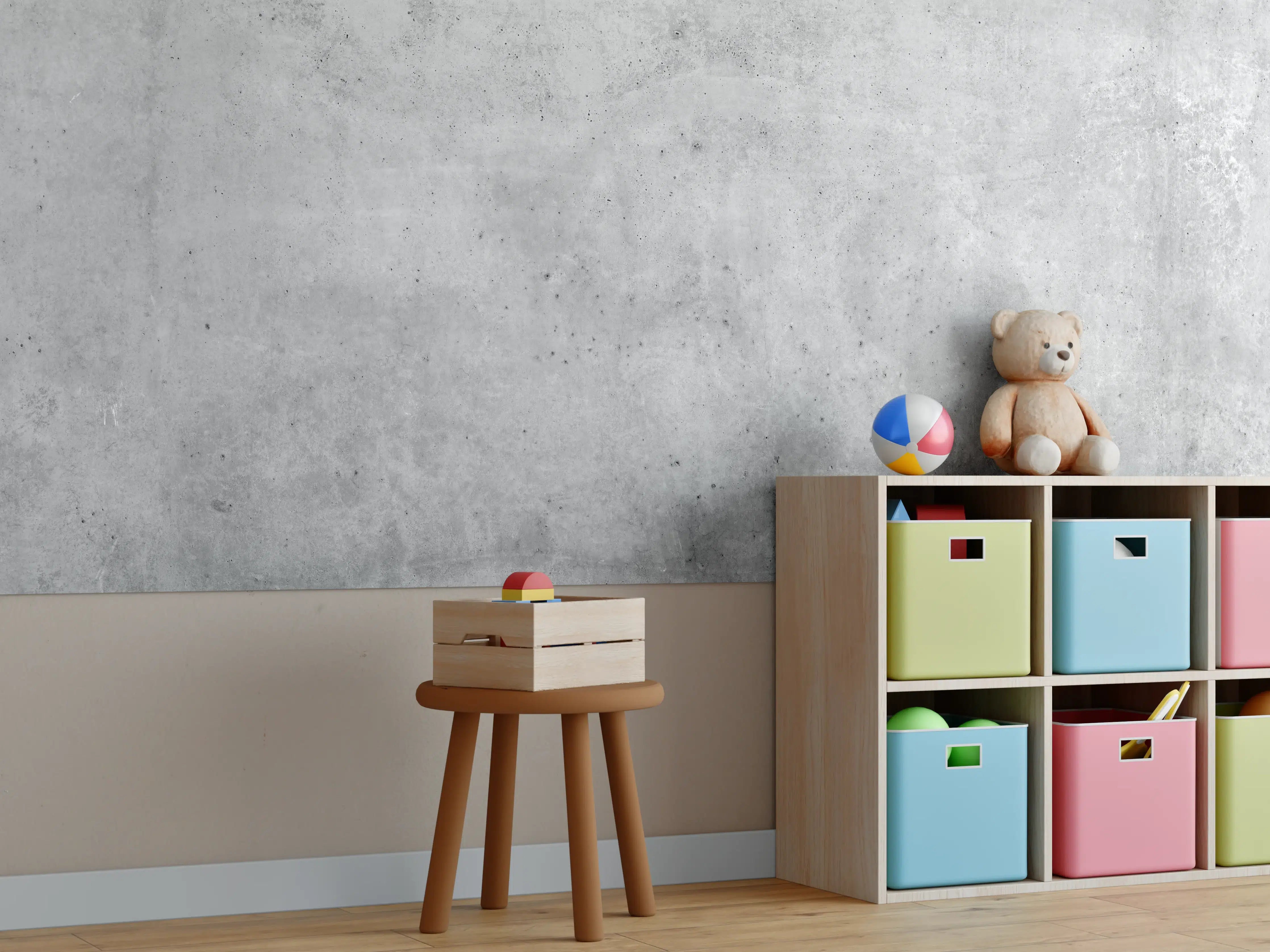 Kinderzimmer Wandgestaltung - Hellgraue alte Betonwand