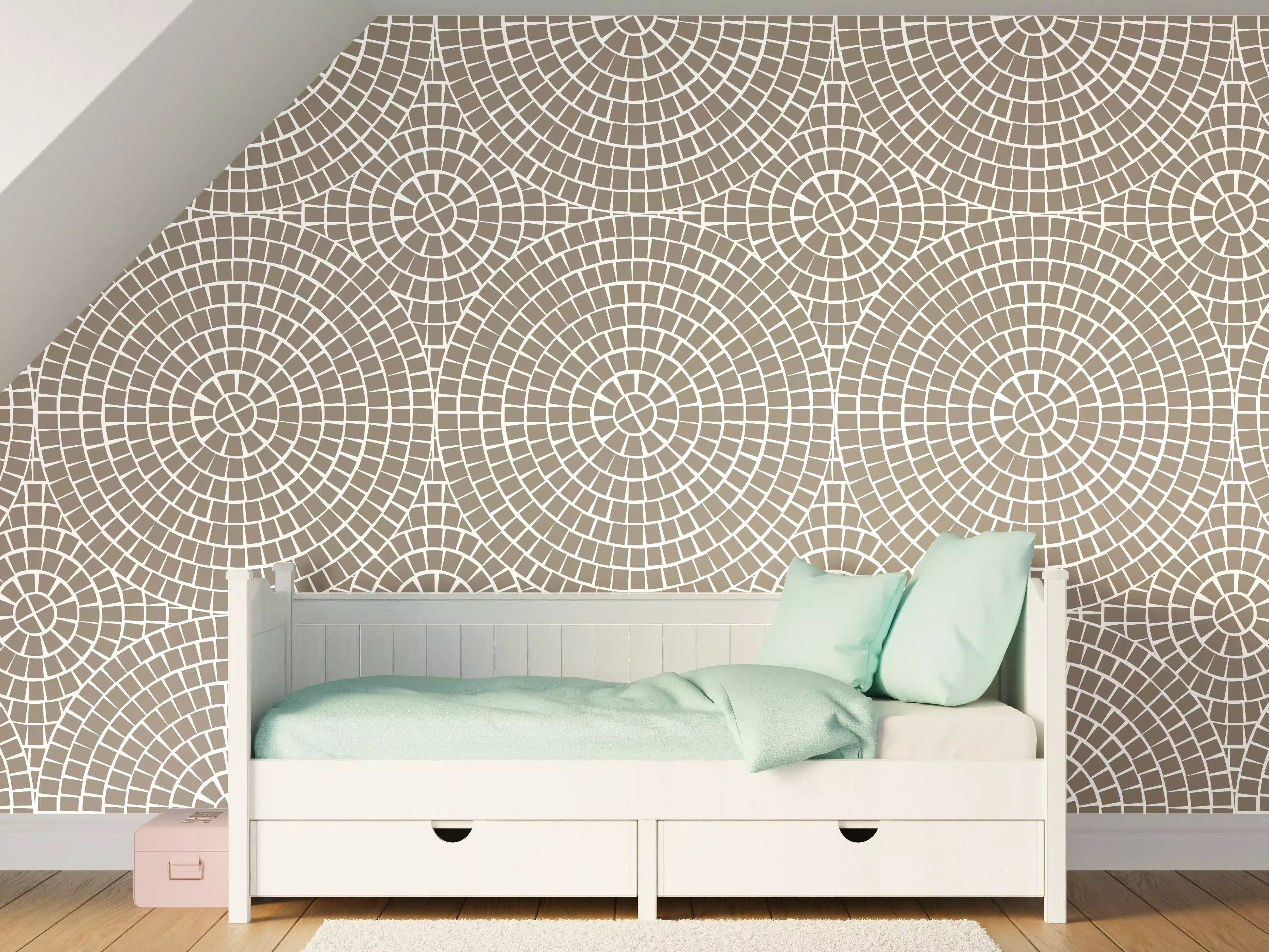 Kinderzimmer Wandgestaltung - Hellgraues Mosaik mit eleganter Optik