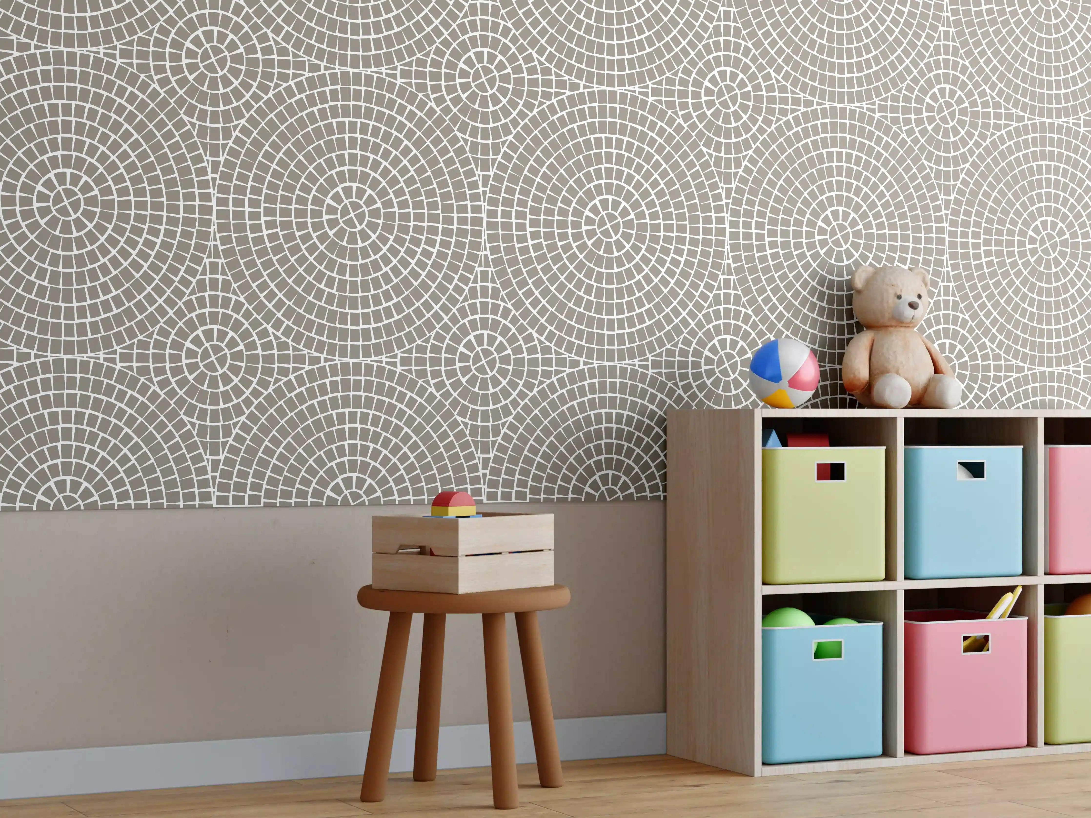 Kinderzimmer Wandgestaltung - Hellgraues Mosaik mit eleganter Optik