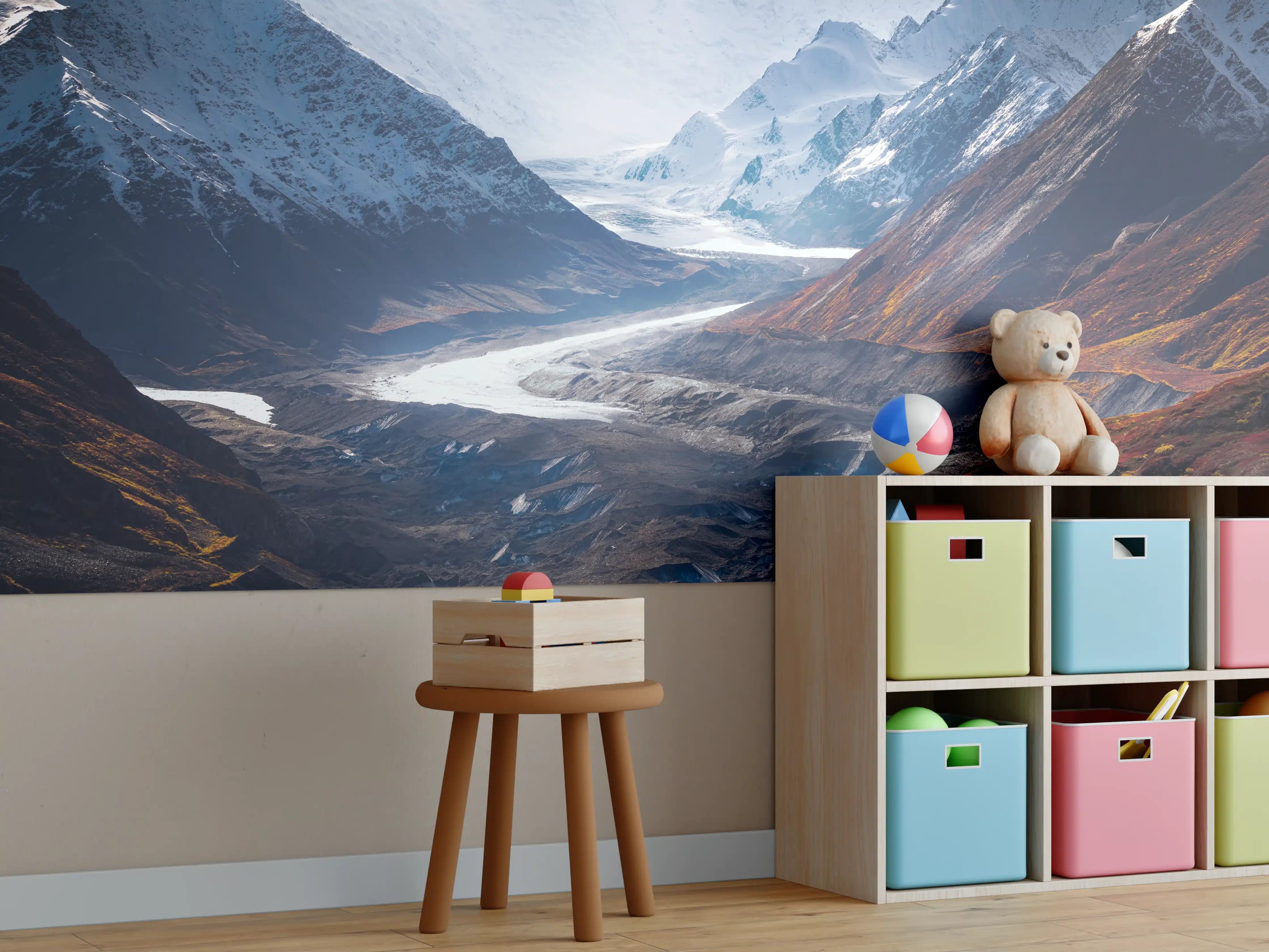 Kinderzimmer Wandgestaltung - Herbst-Winter in Alaskas Bergen