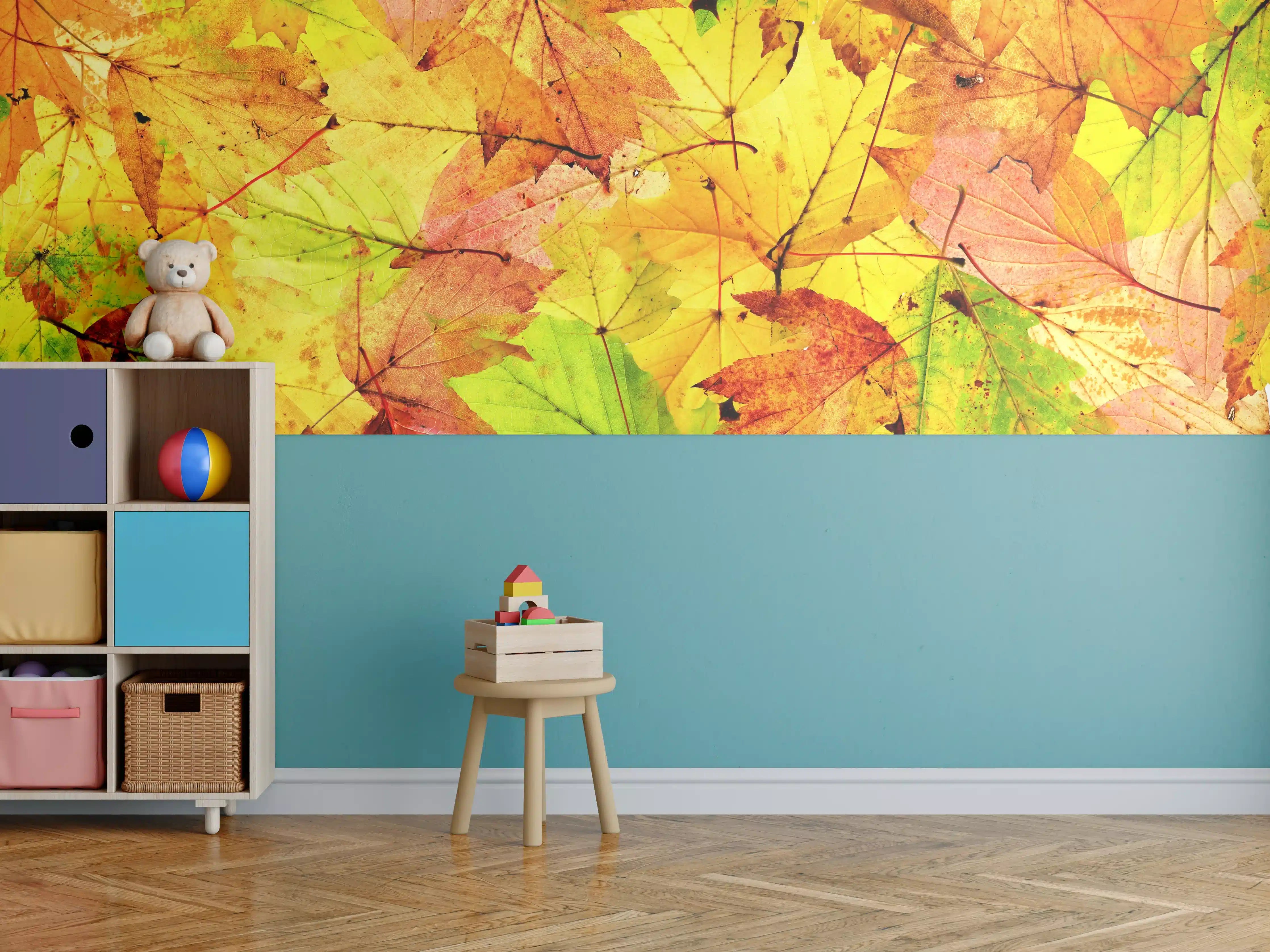 Kinderzimmer Wandgestaltung - Herbstblätter Hintergrund
