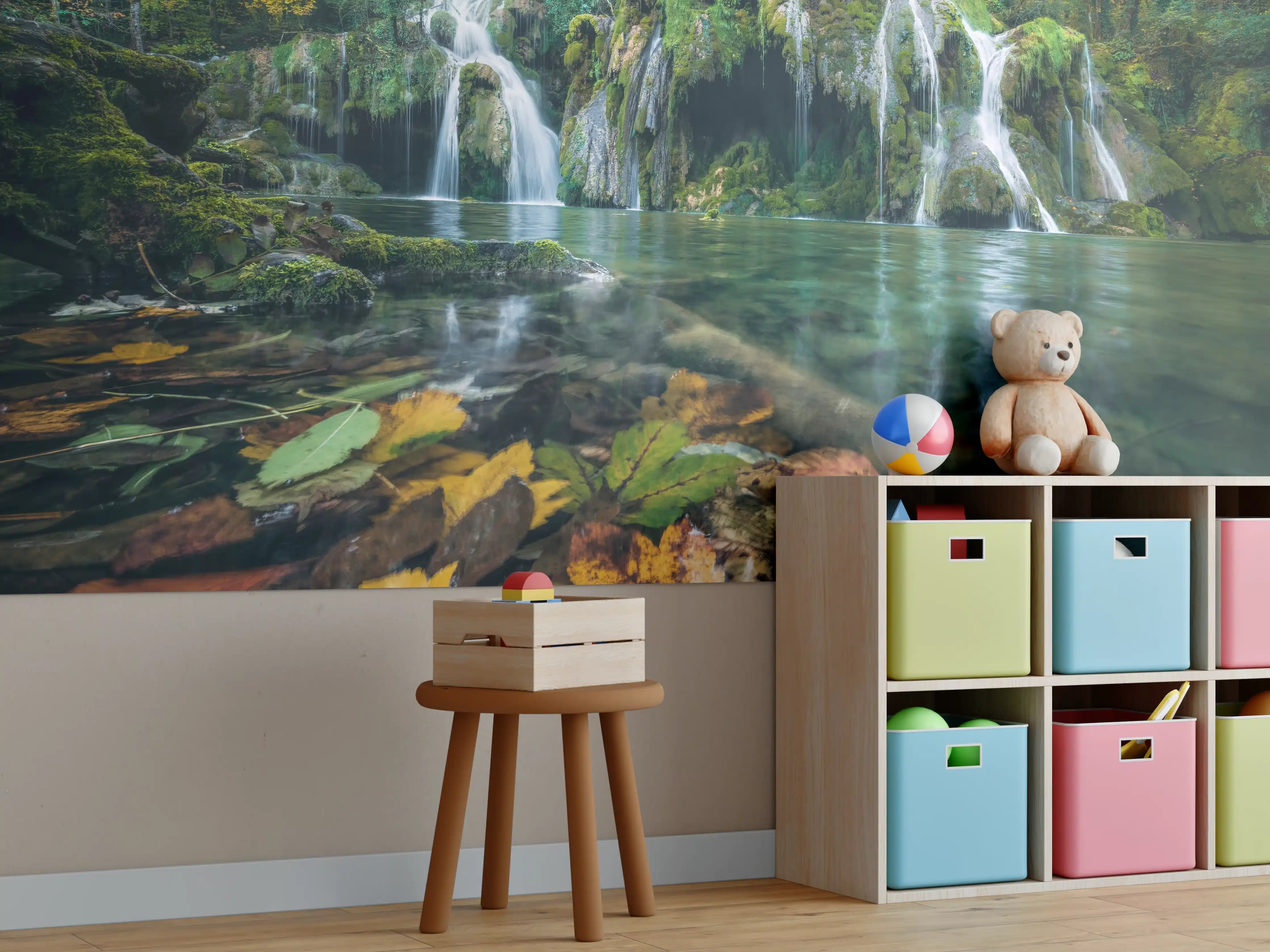 Kinderzimmer Wandgestaltung - Herbstblätter im See