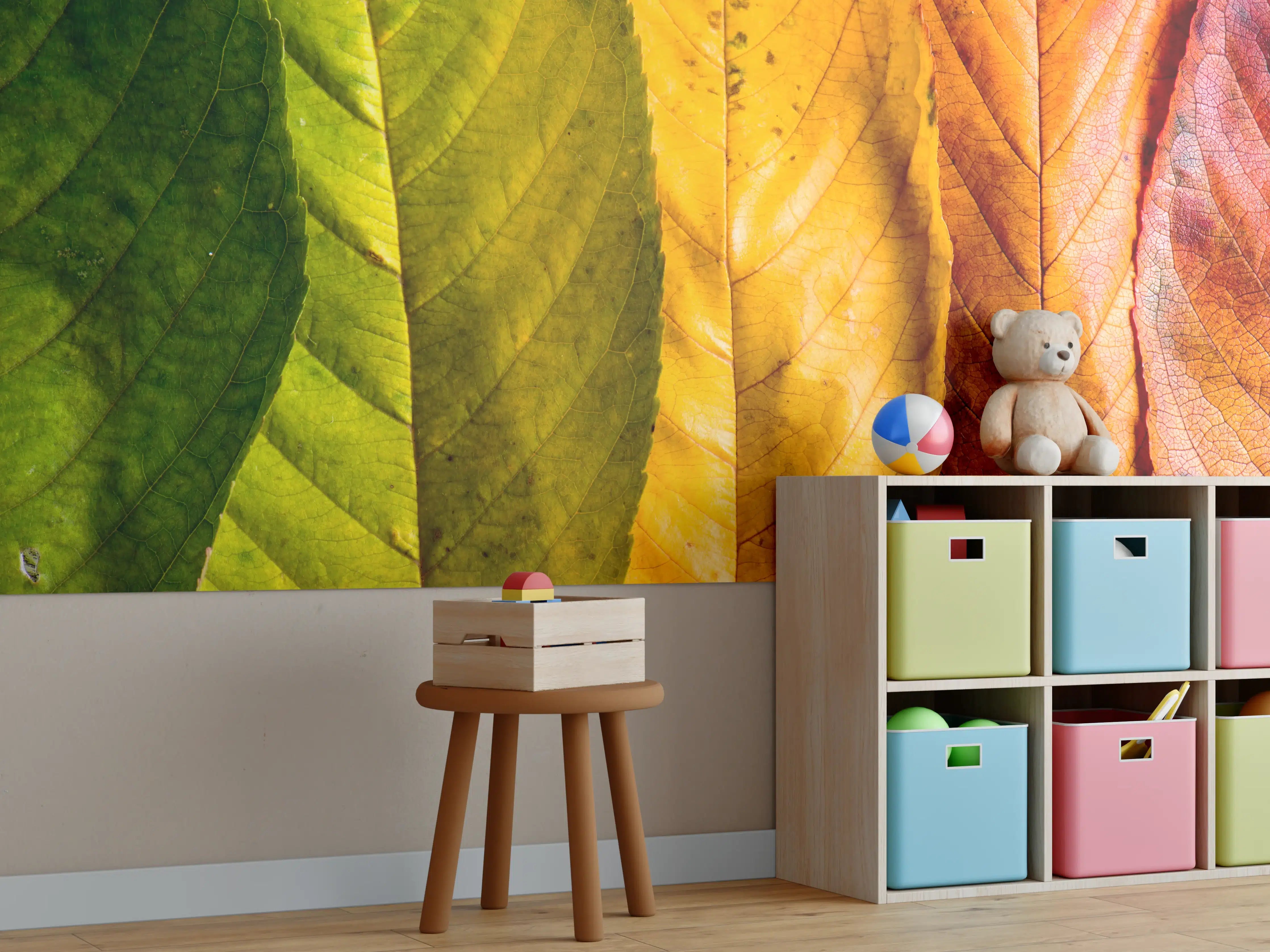 Kinderzimmer Wandgestaltung - Herbstlaub Komposition