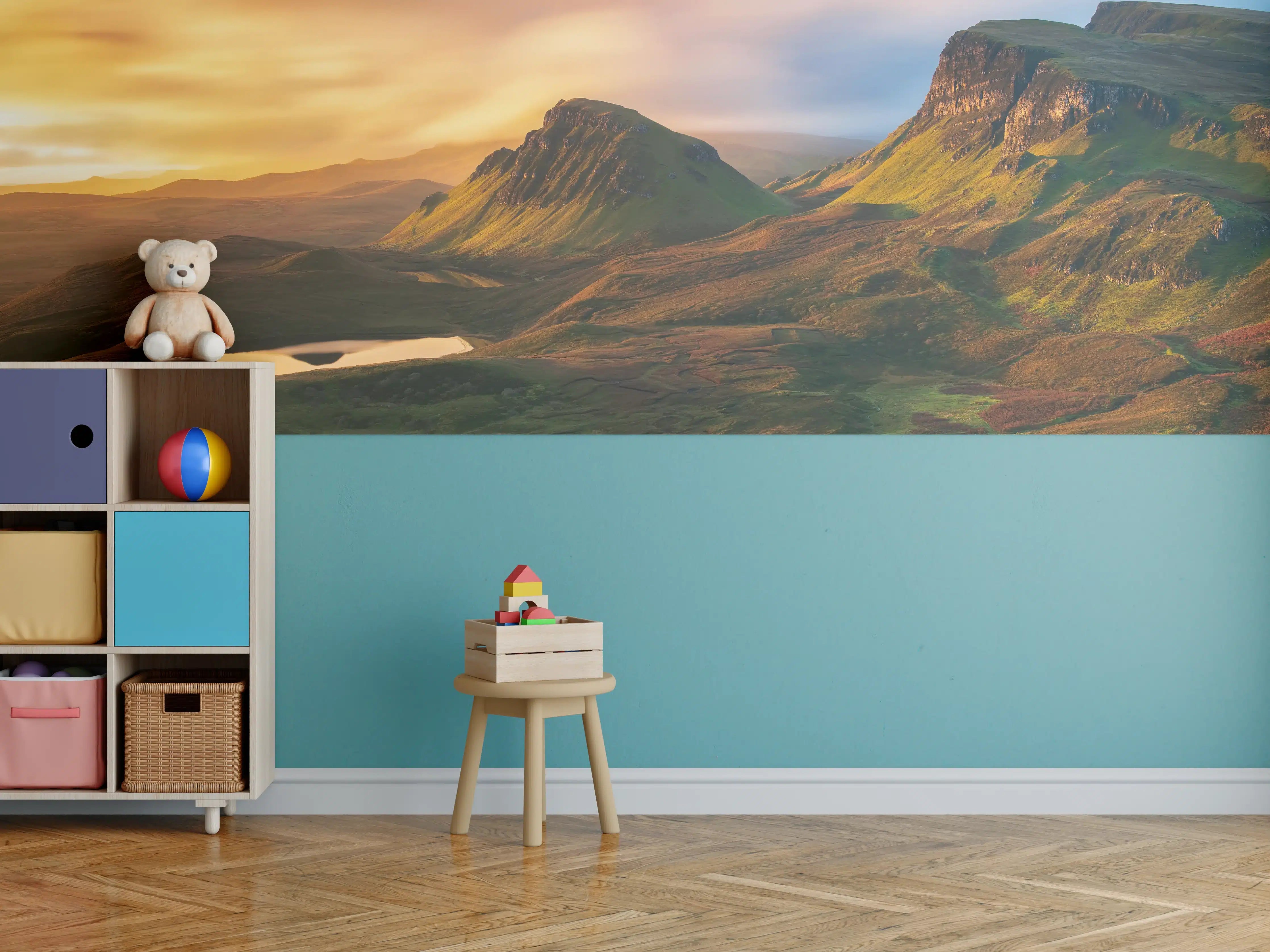 Kinderzimmer Wandgestaltung - Herbstliche Highland-Landschaft