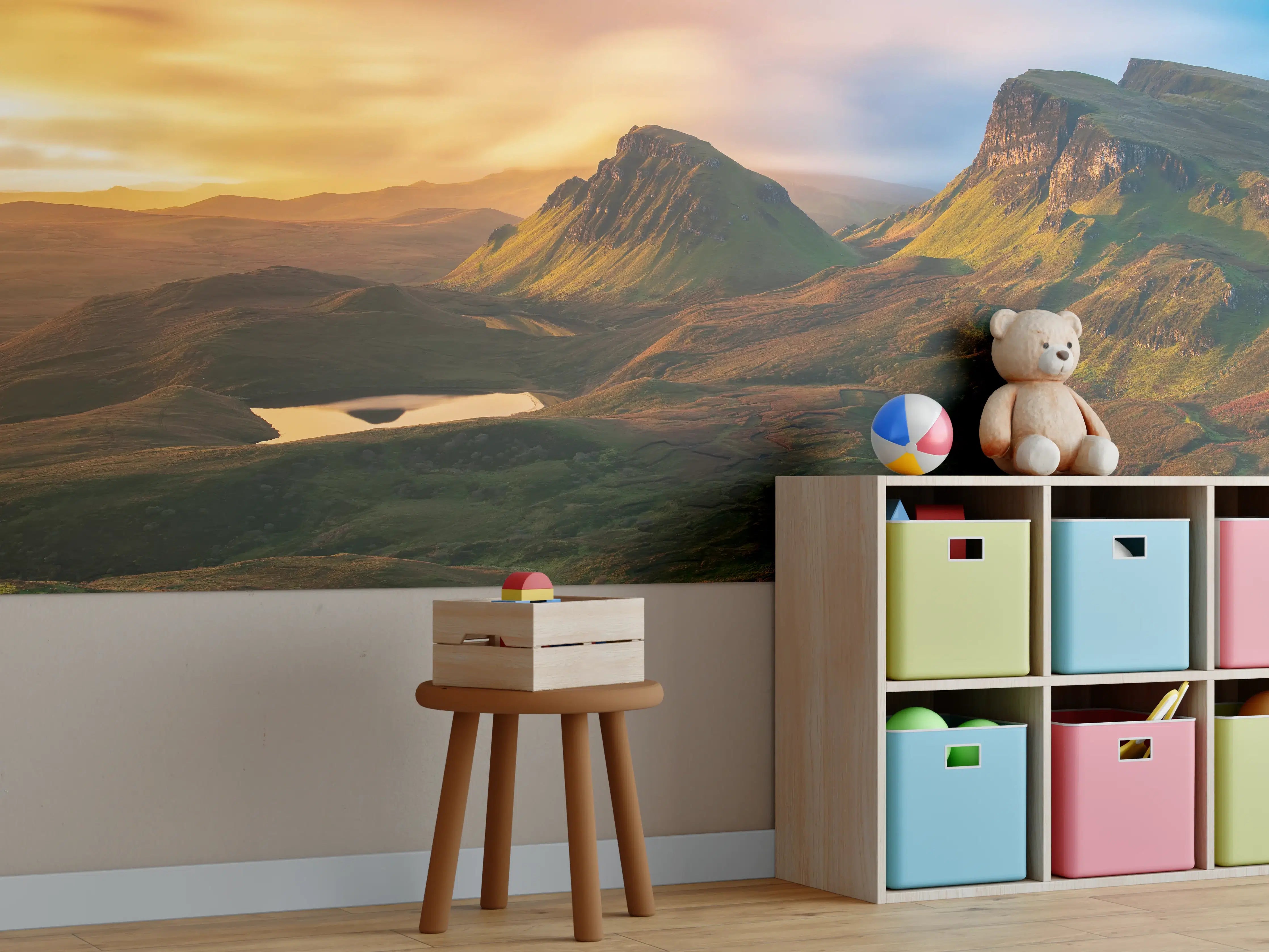 Kinderzimmer Wandgestaltung - Herbstliche Highland-Landschaft