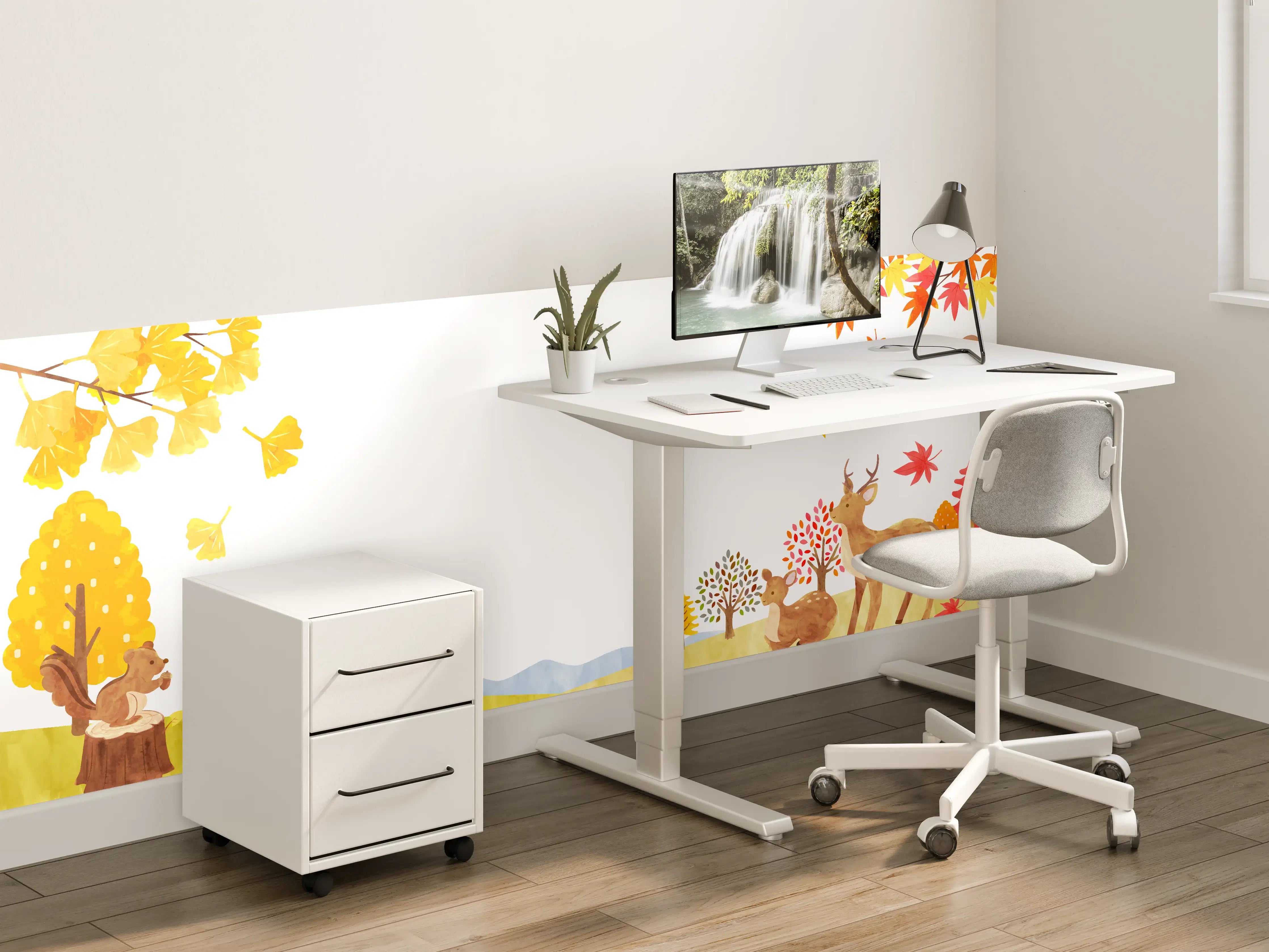 Kinderzimmer Wandgestaltung - Herbstliche Tierillustration
