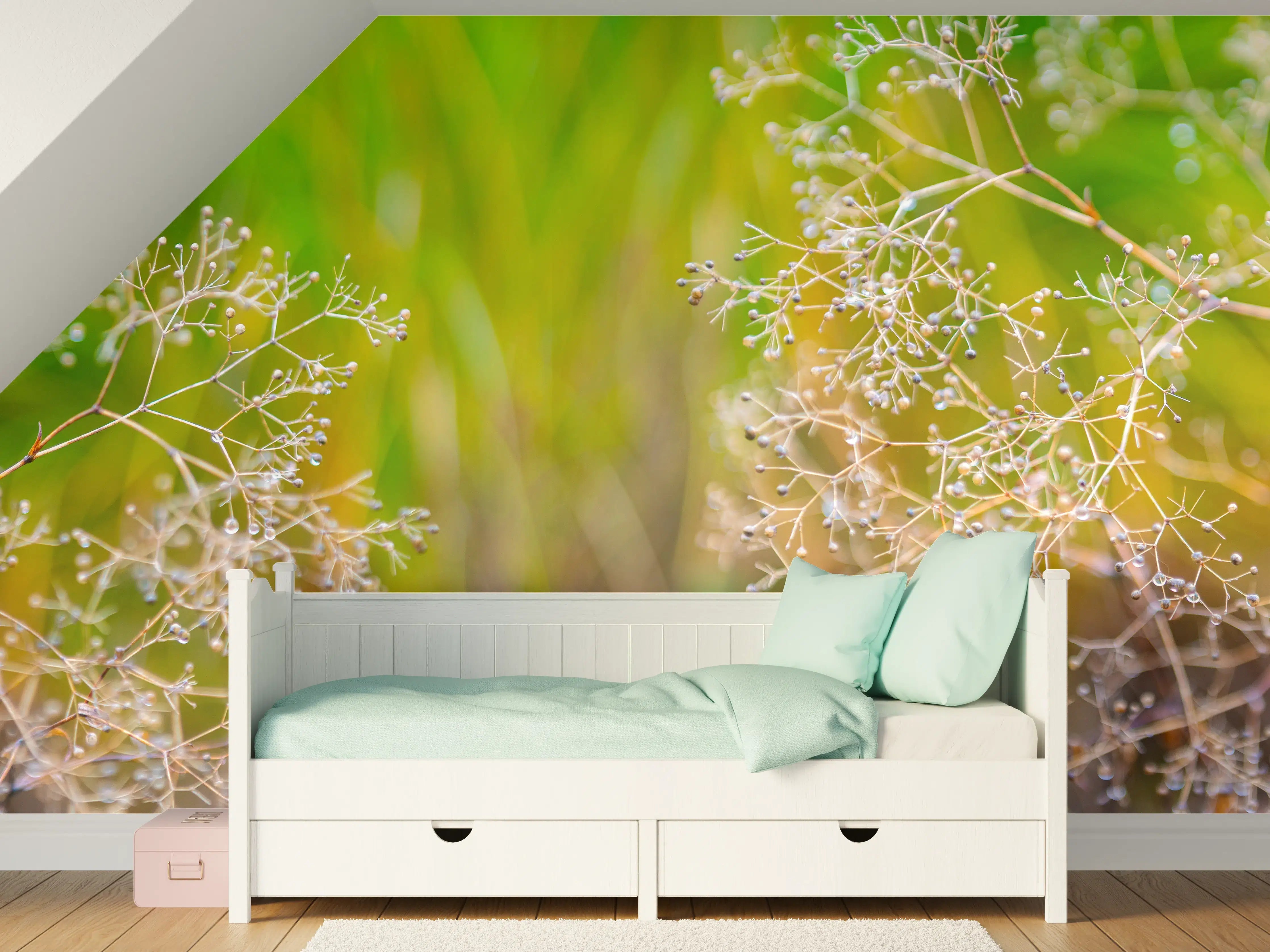 Kinderzimmer Wandgestaltung - Herbstliche Trockenblumen