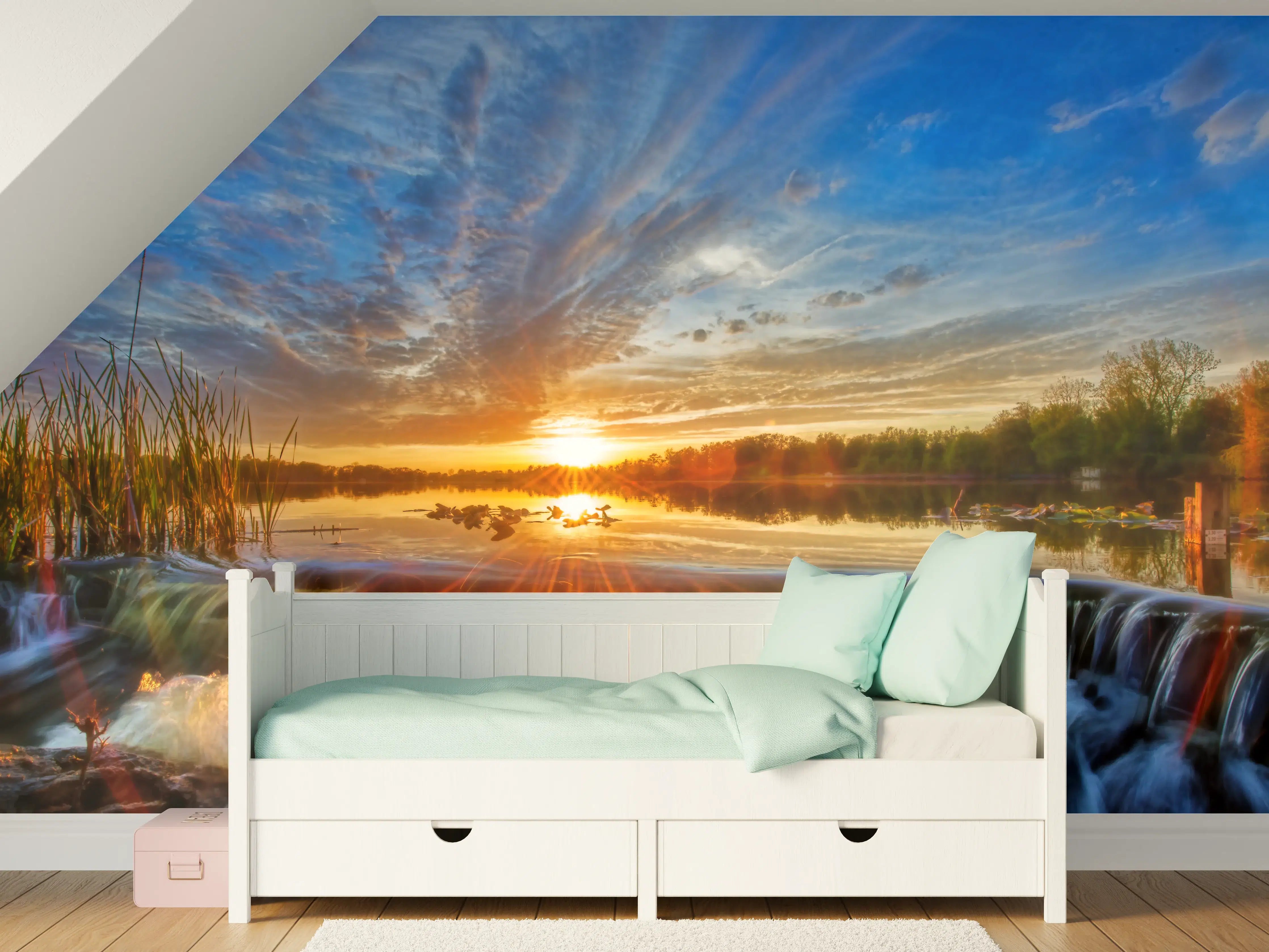 Kinderzimmer Wandgestaltung - Herbstlicher Sonnenuntergang