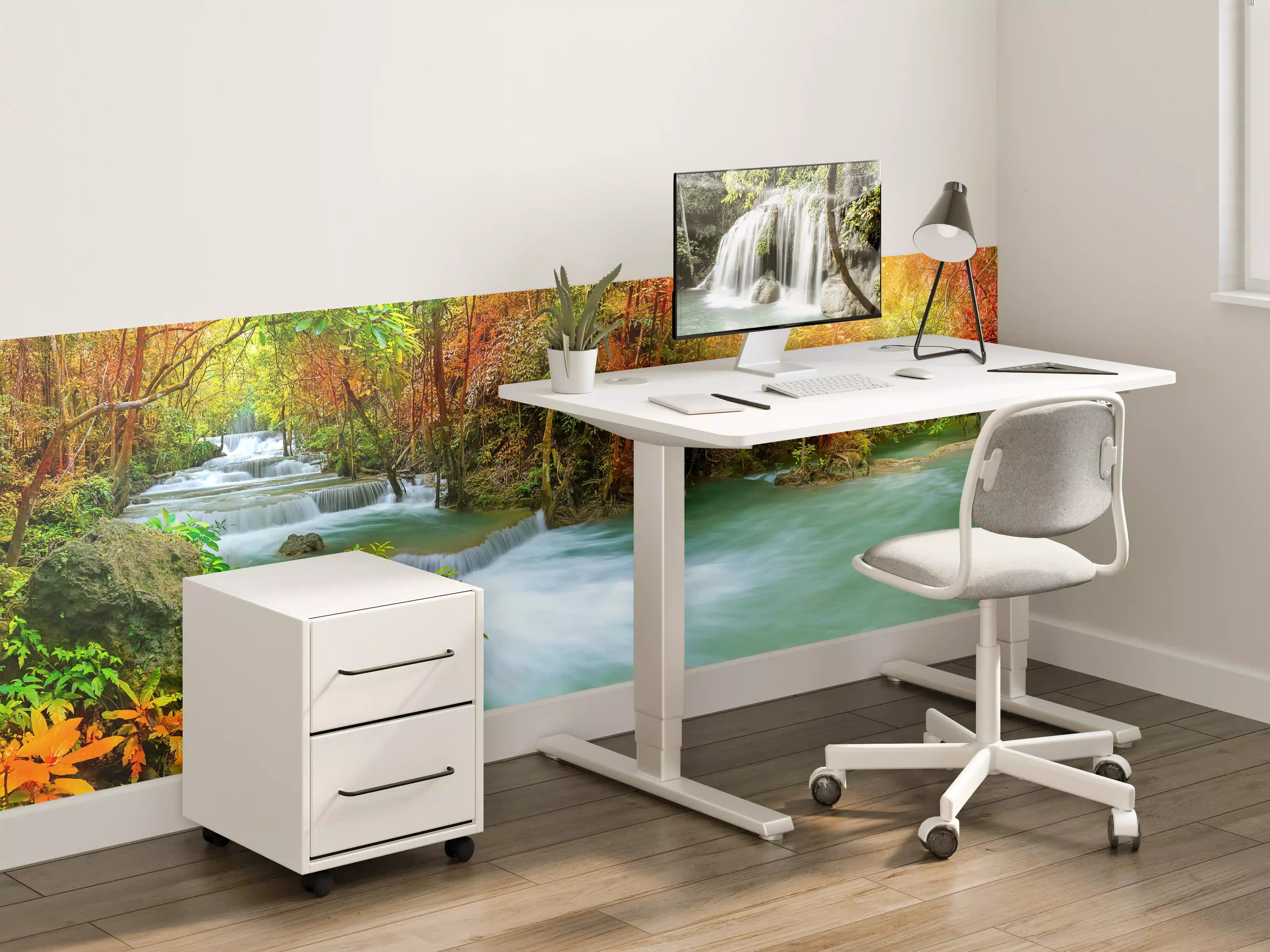 Kinderzimmer Wandgestaltung - Herbstlicher Türkis-Wasserfall