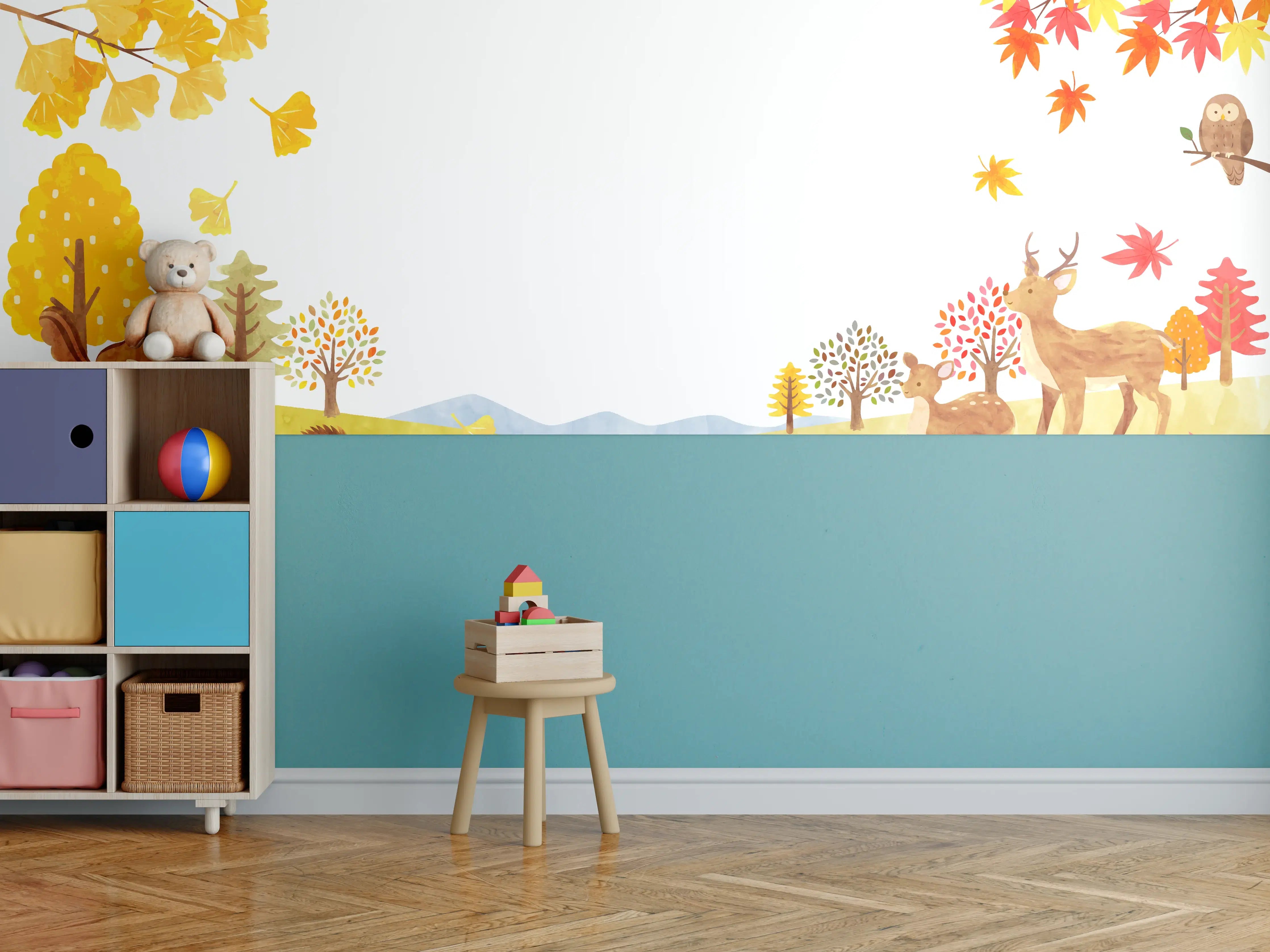 Kinderzimmer Wandgestaltung - Herbstwald Illustration