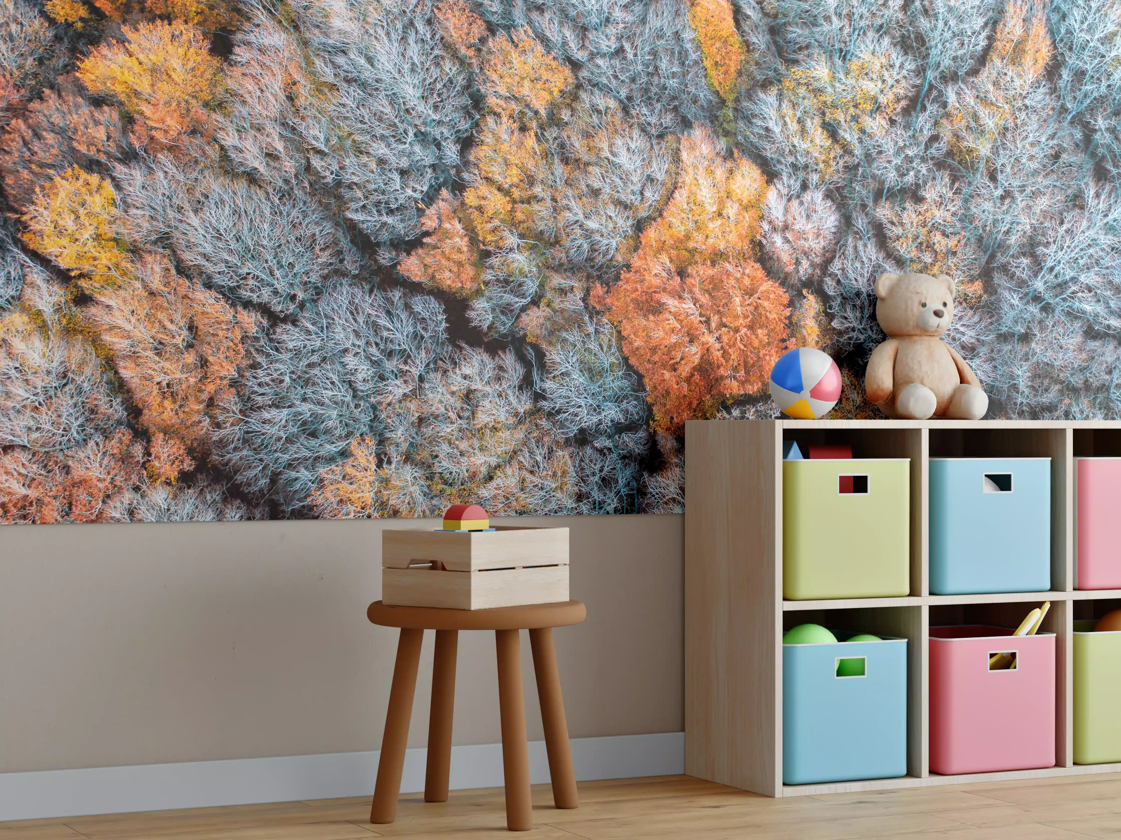 Kinderzimmer Wandgestaltung - Herbstwald aus der Vogelperspektive
