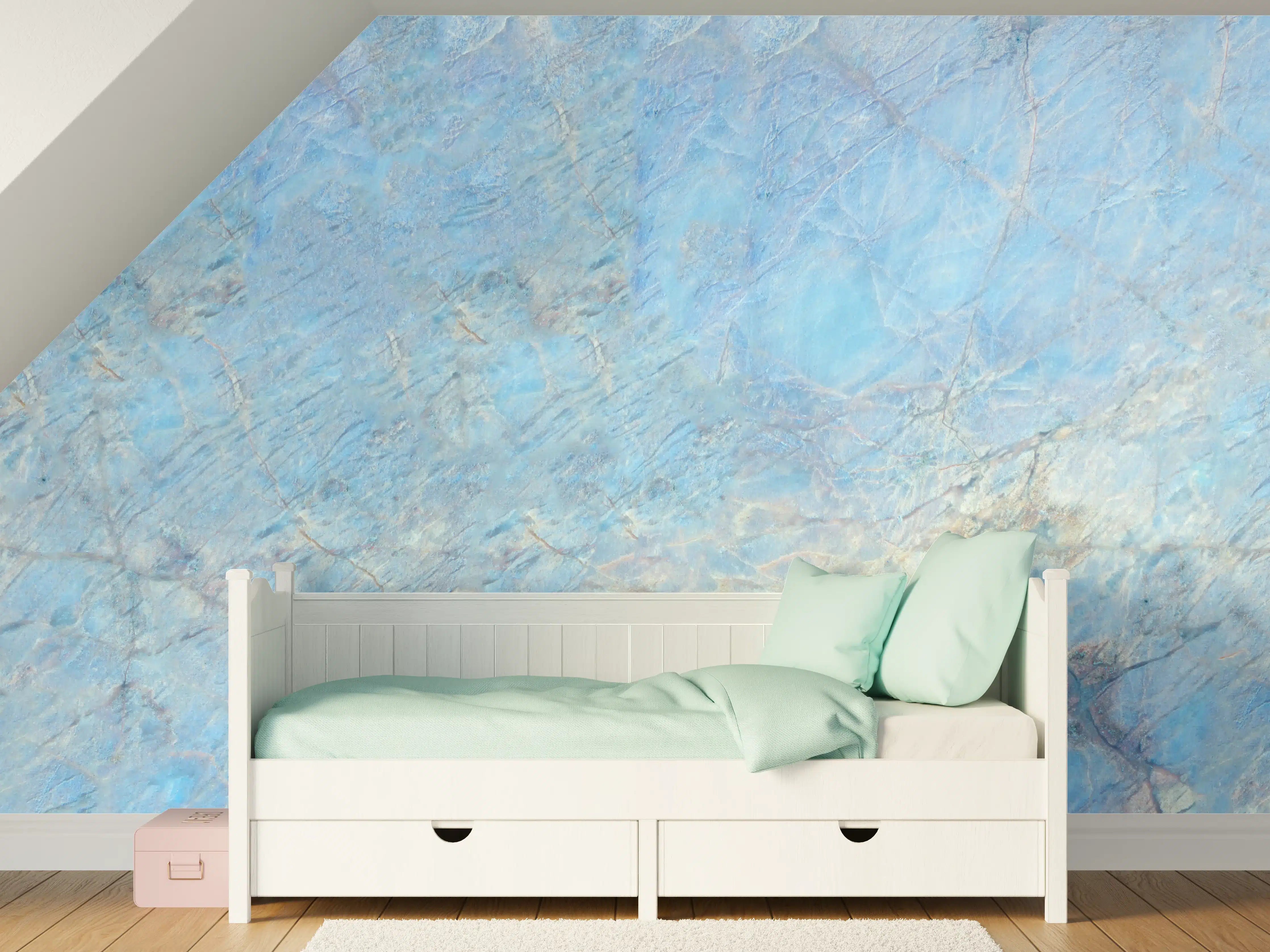 Kinderzimmer Wandgestaltung - Himmel in Grau und Blau