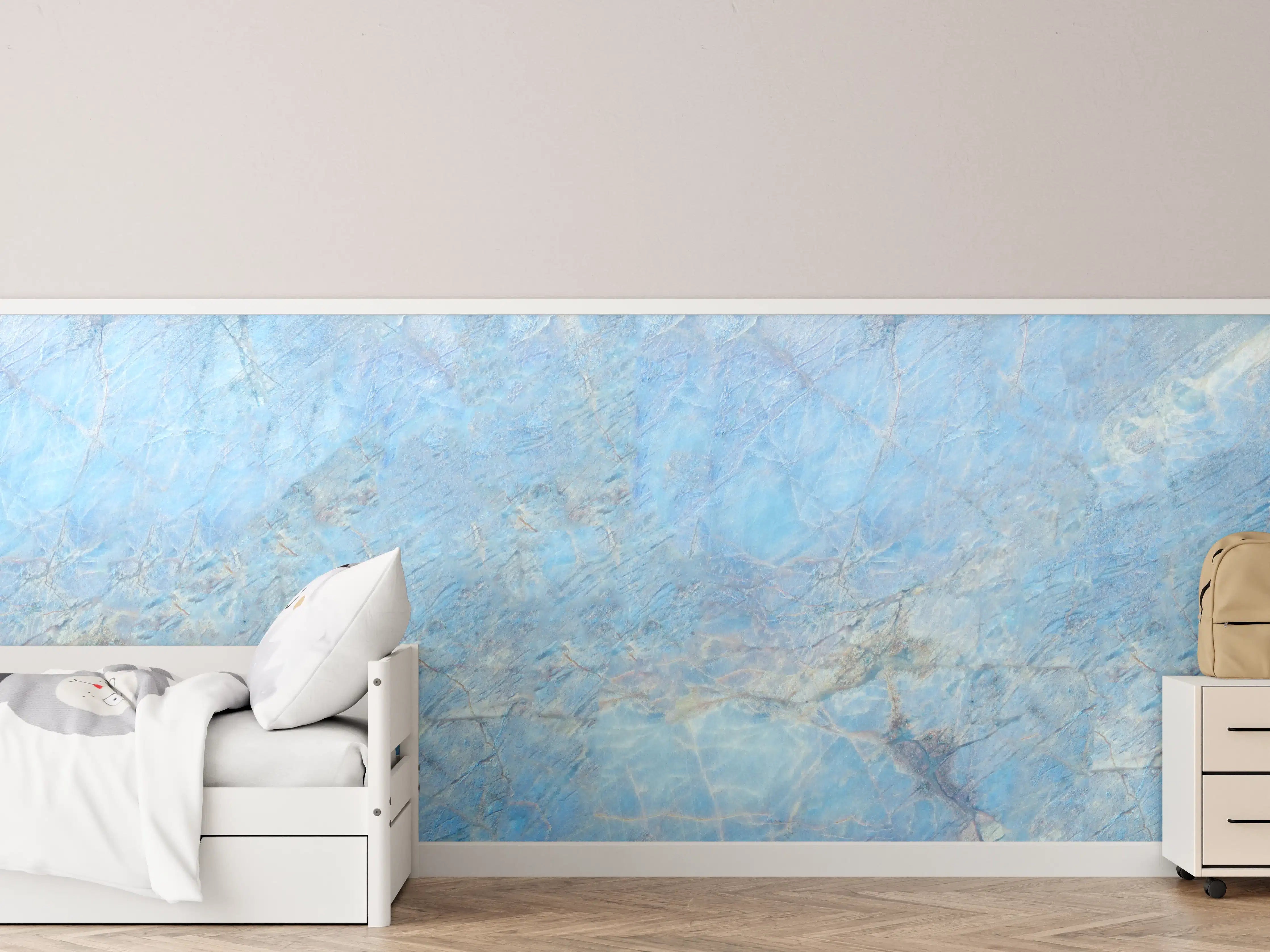 Kinderzimmer Wandgestaltung - Himmel in Grau und Blau