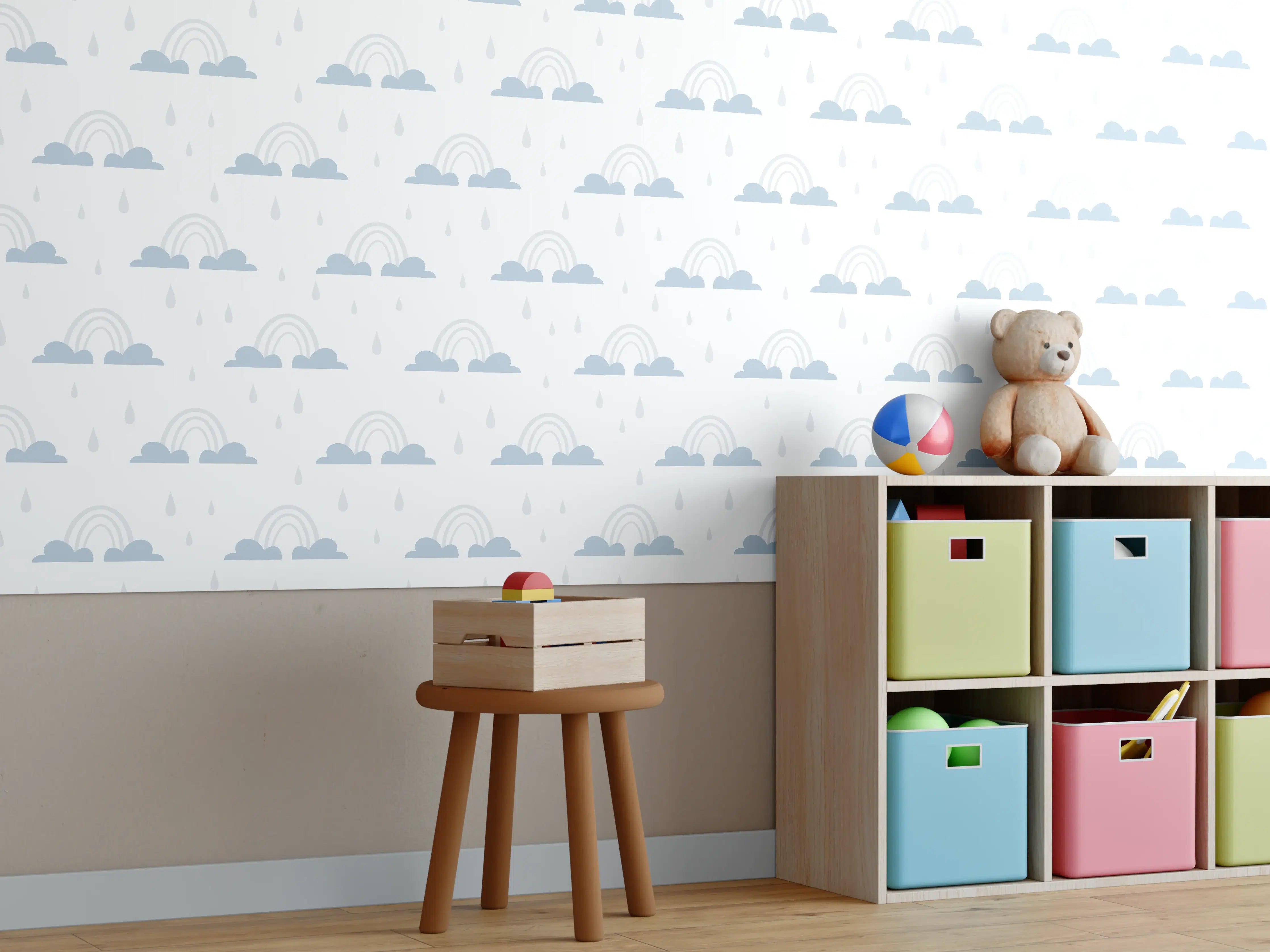 Kinderzimmer Wandgestaltung - Himmel mit Wolken in Pastellfarben