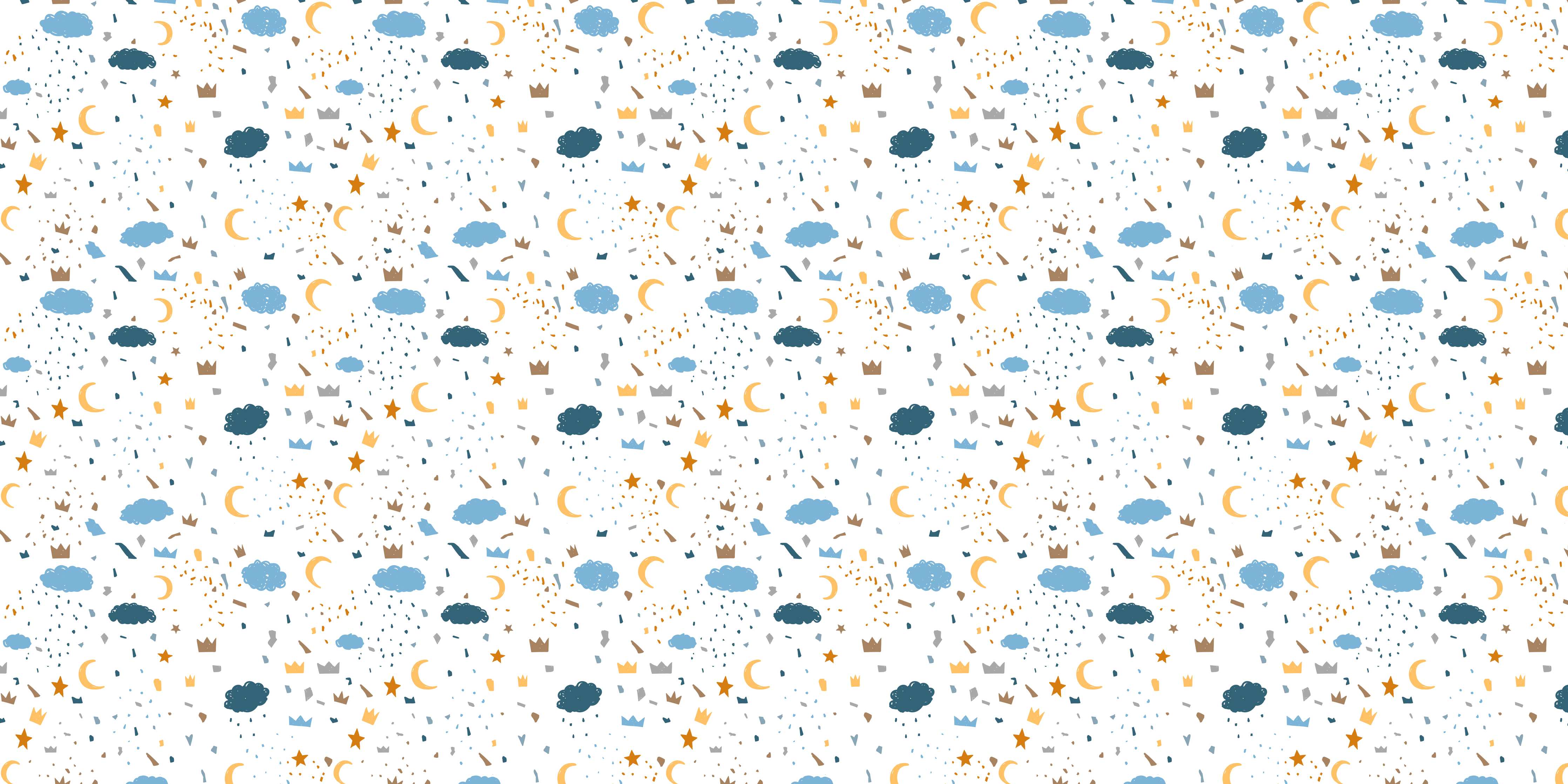 Kinderzimmer Wandgestaltung-Himmel mit Wolken und Sternen in sanften Blau- und Grautönen