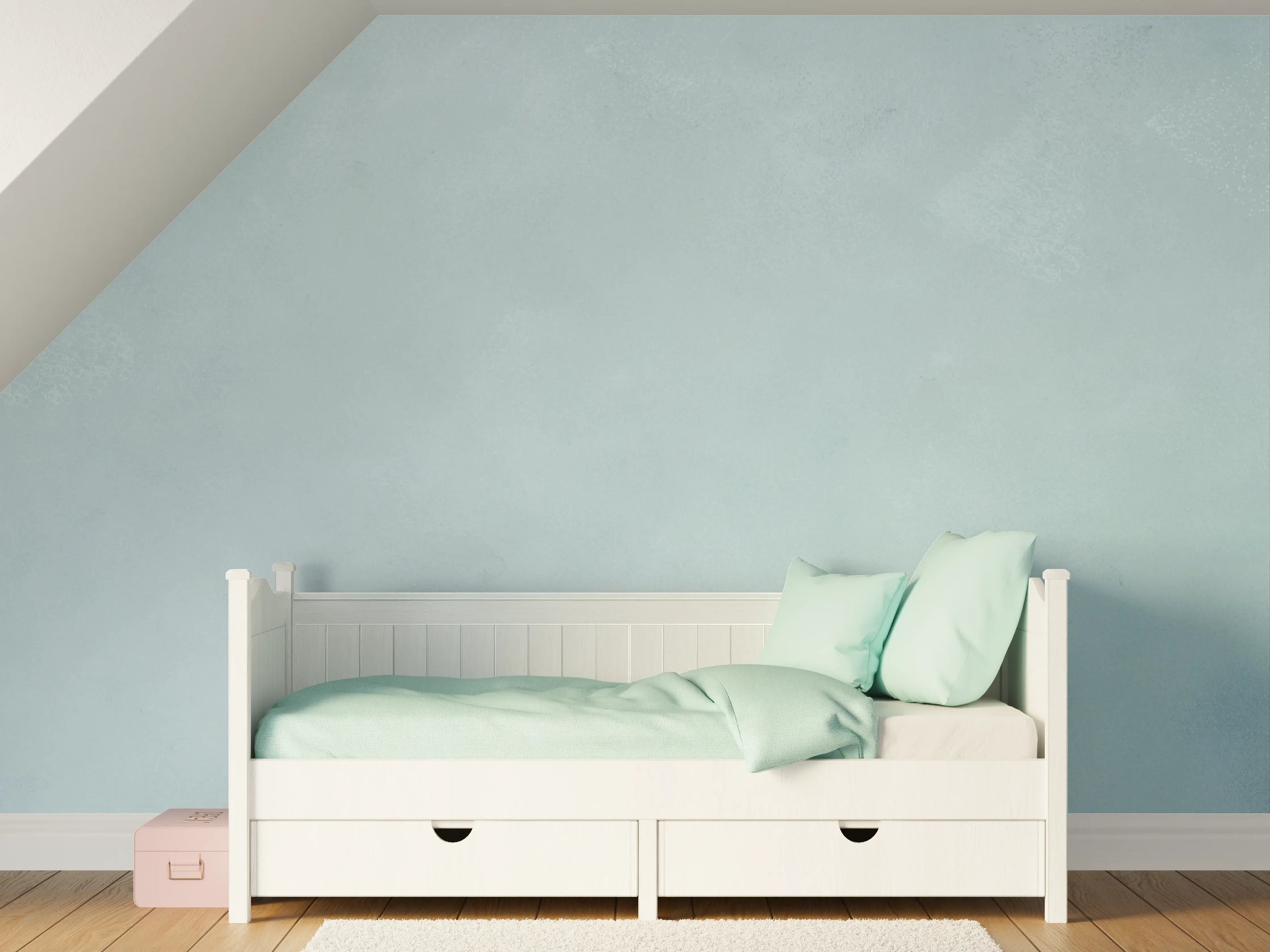 Kinderzimmer Wandgestaltung - Himmelblaue Wand mit sanfter Textur