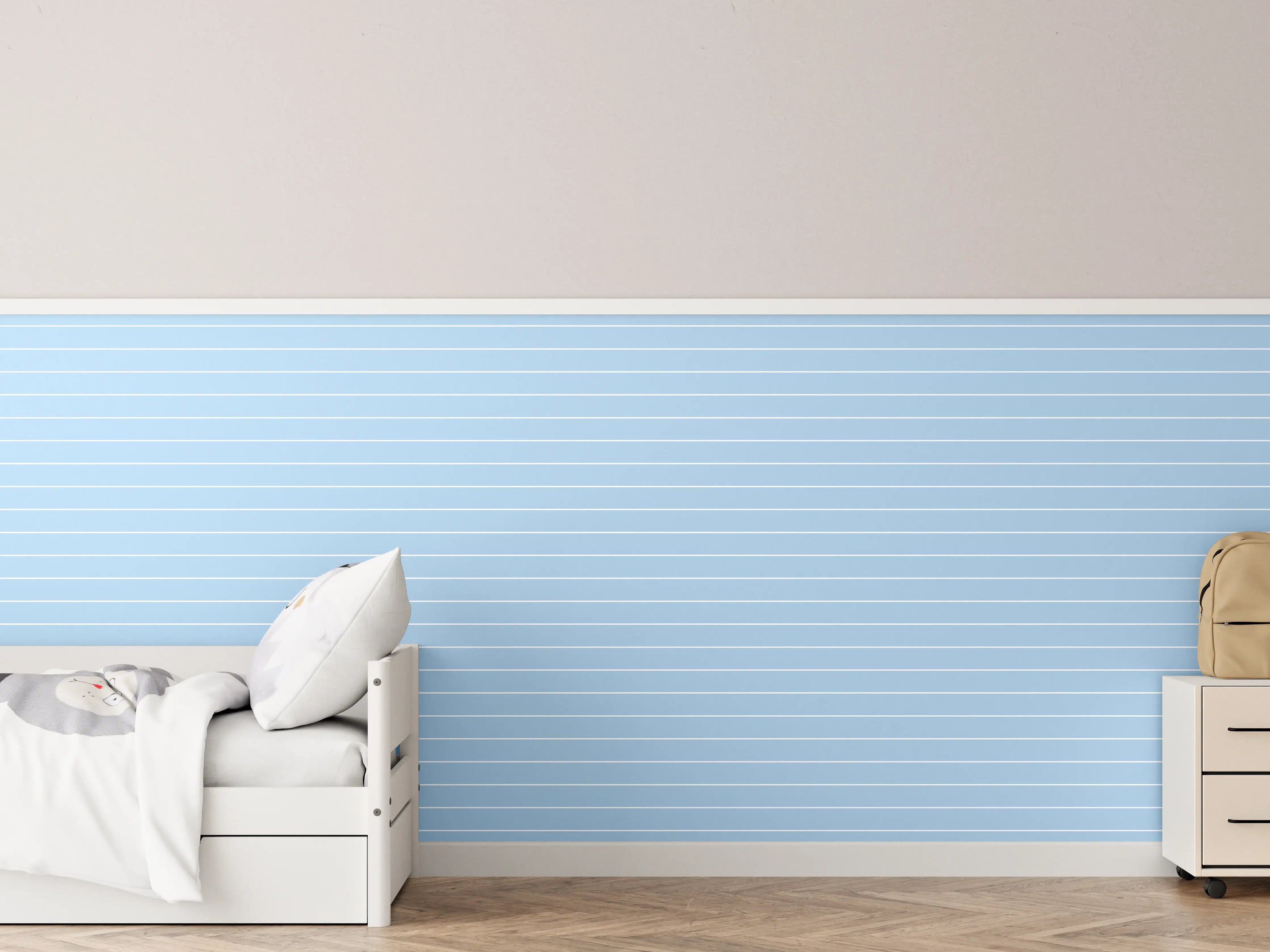 Kinderzimmer Wandgestaltung - Himmelblauer Himmel mit Linien