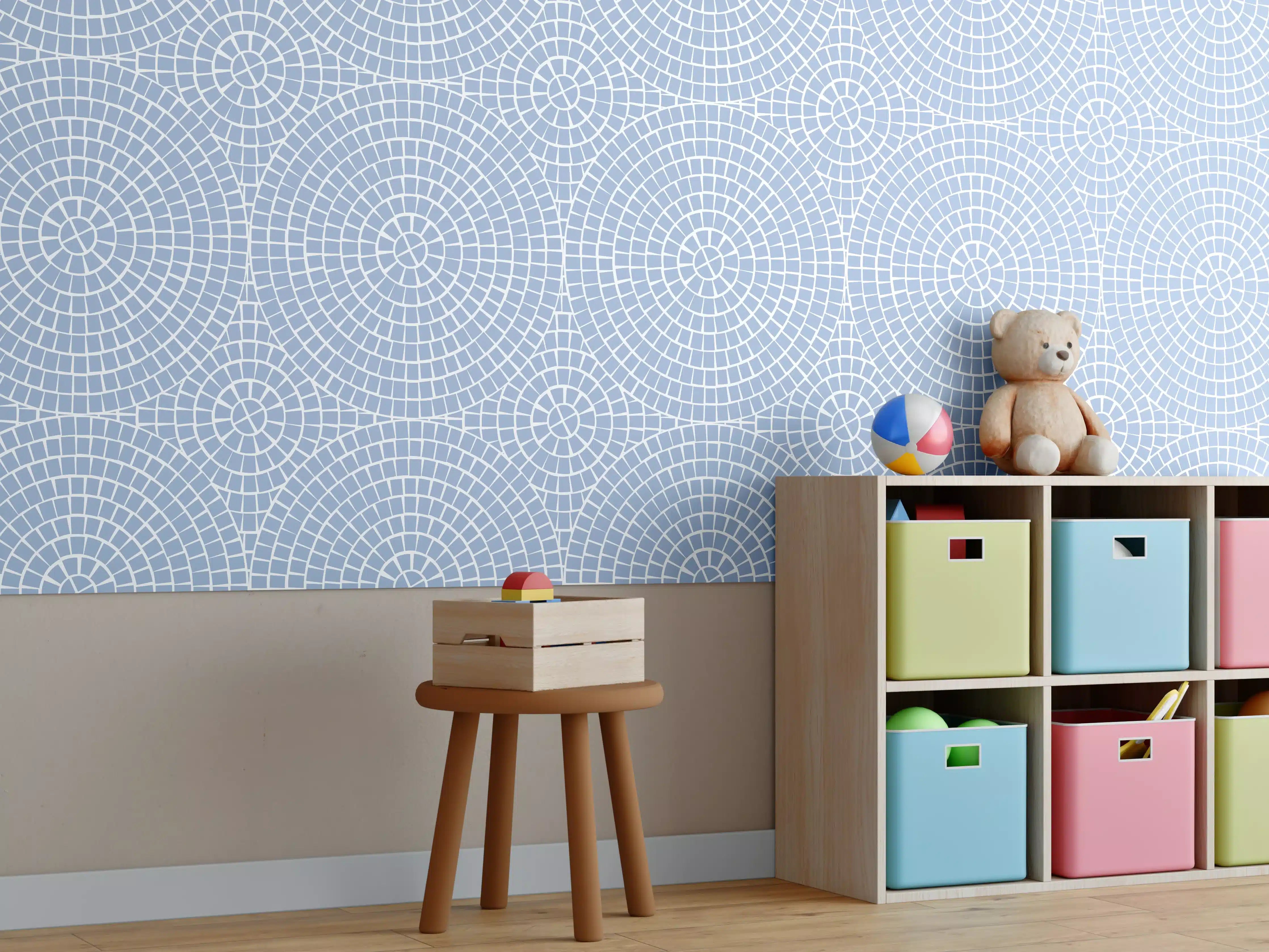 Kinderzimmer Wandgestaltung - Himmelblauer Mosaikkunststoff