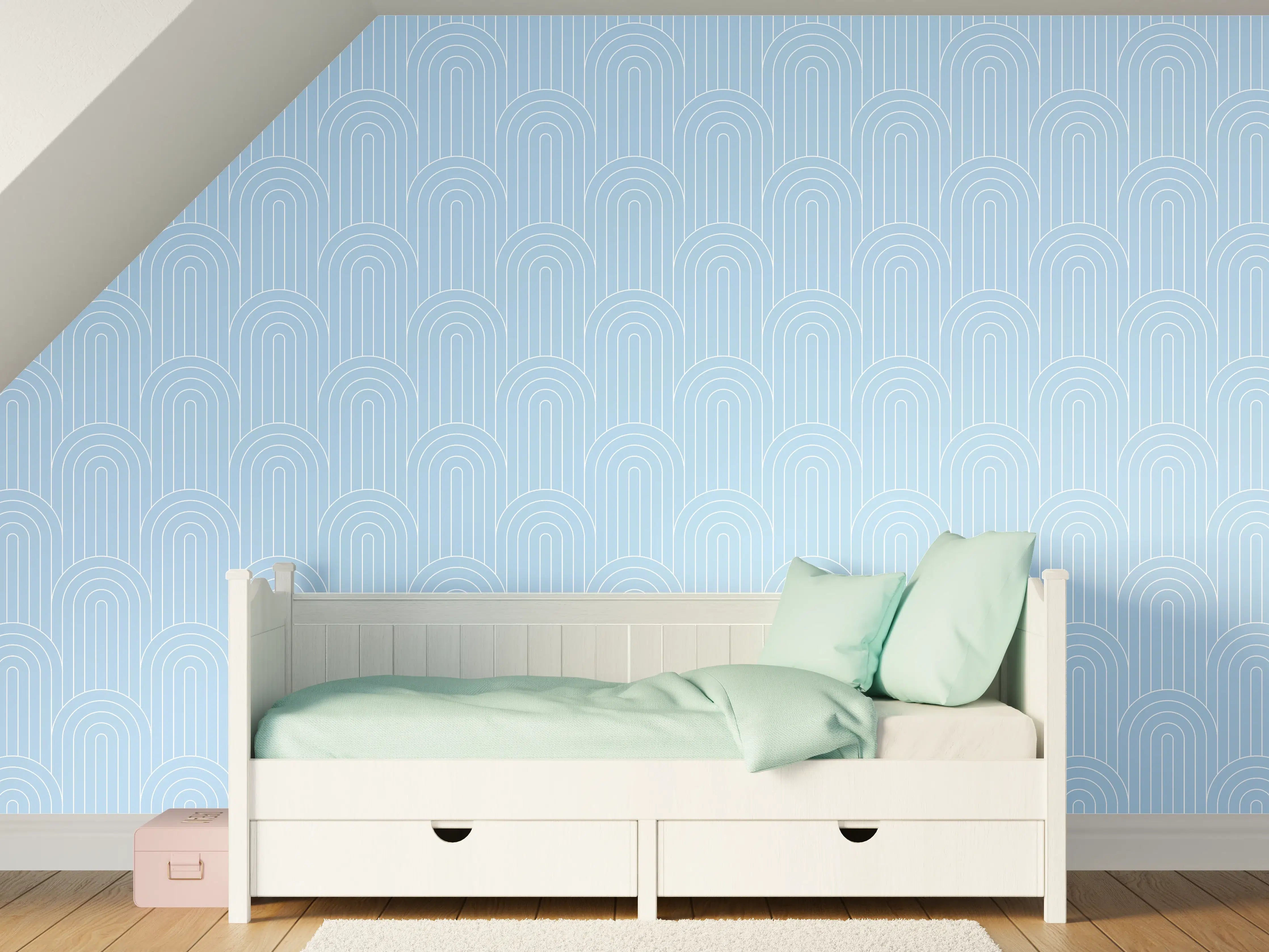 Kinderzimmer Wandgestaltung - Himmelblauer Zen-Hintergrund