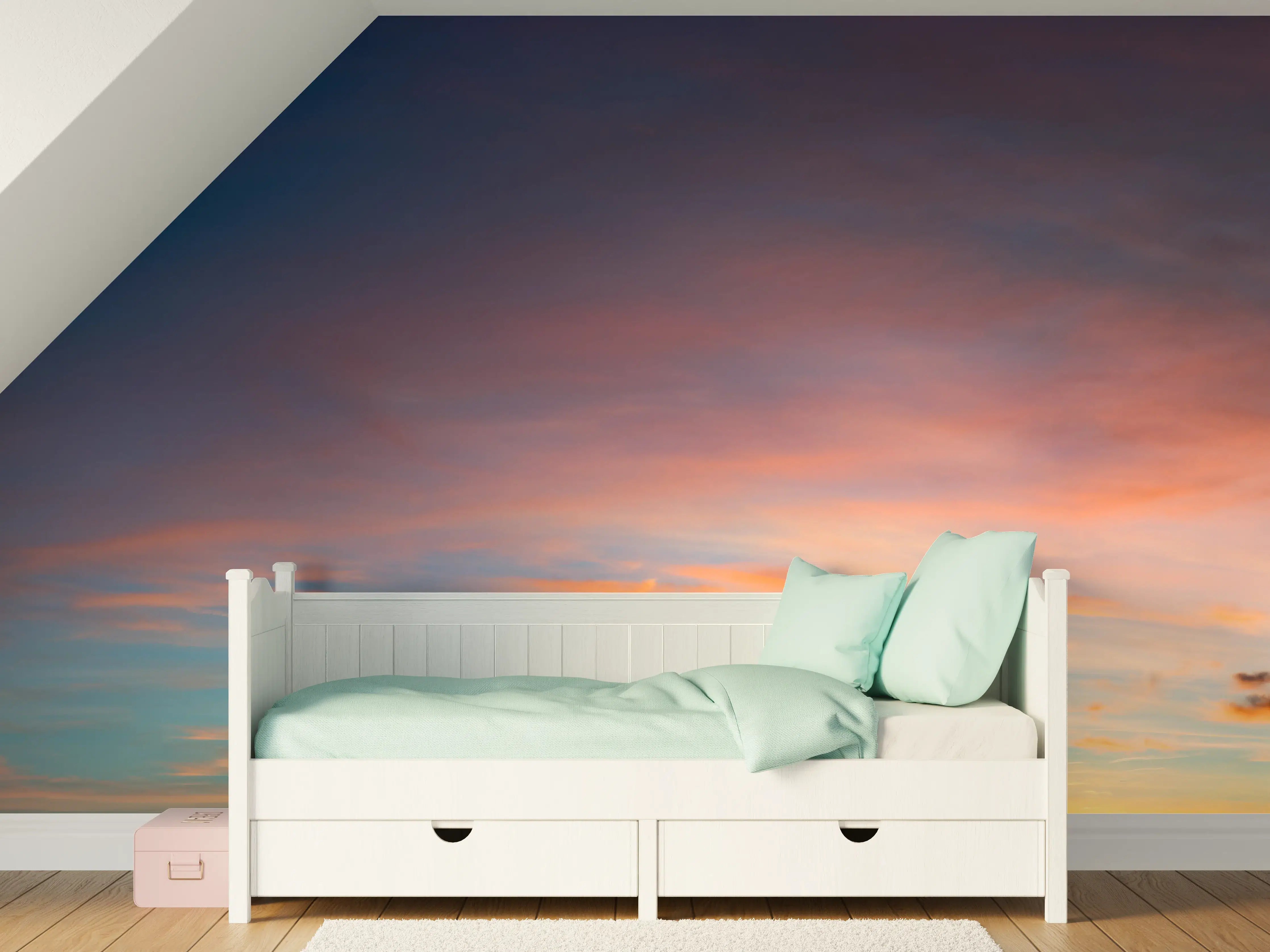 Kinderzimmer Wandgestaltung - Himmelspanorama bei Sonnenuntergang