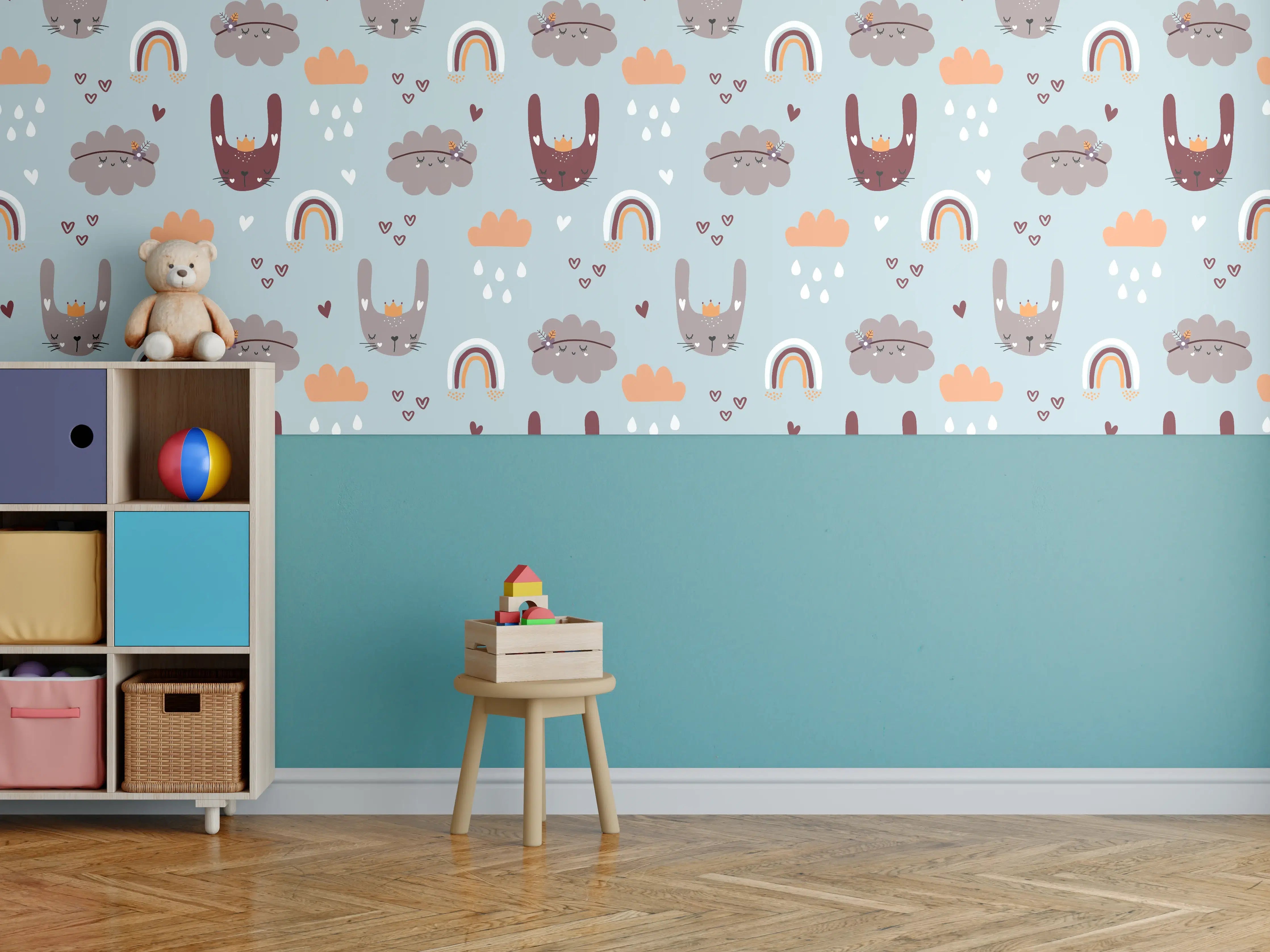 Kinderzimmer Wandgestaltung - Himmlische Kinderzimmer Wandgestaltung mit Regenbögen