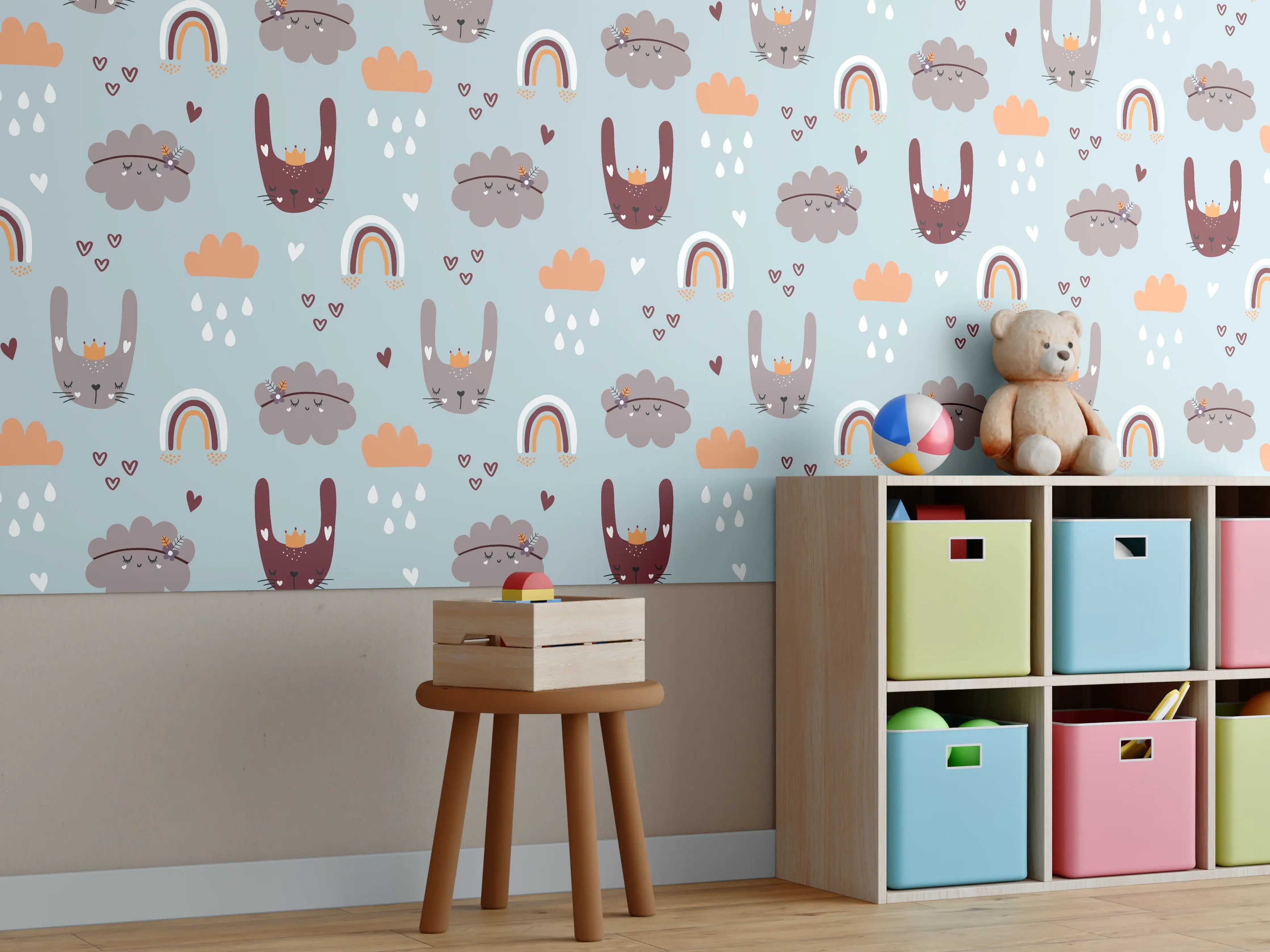 Kinderzimmer Wandgestaltung - Himmlische Kinderzimmer Wandgestaltung mit Regenbögen