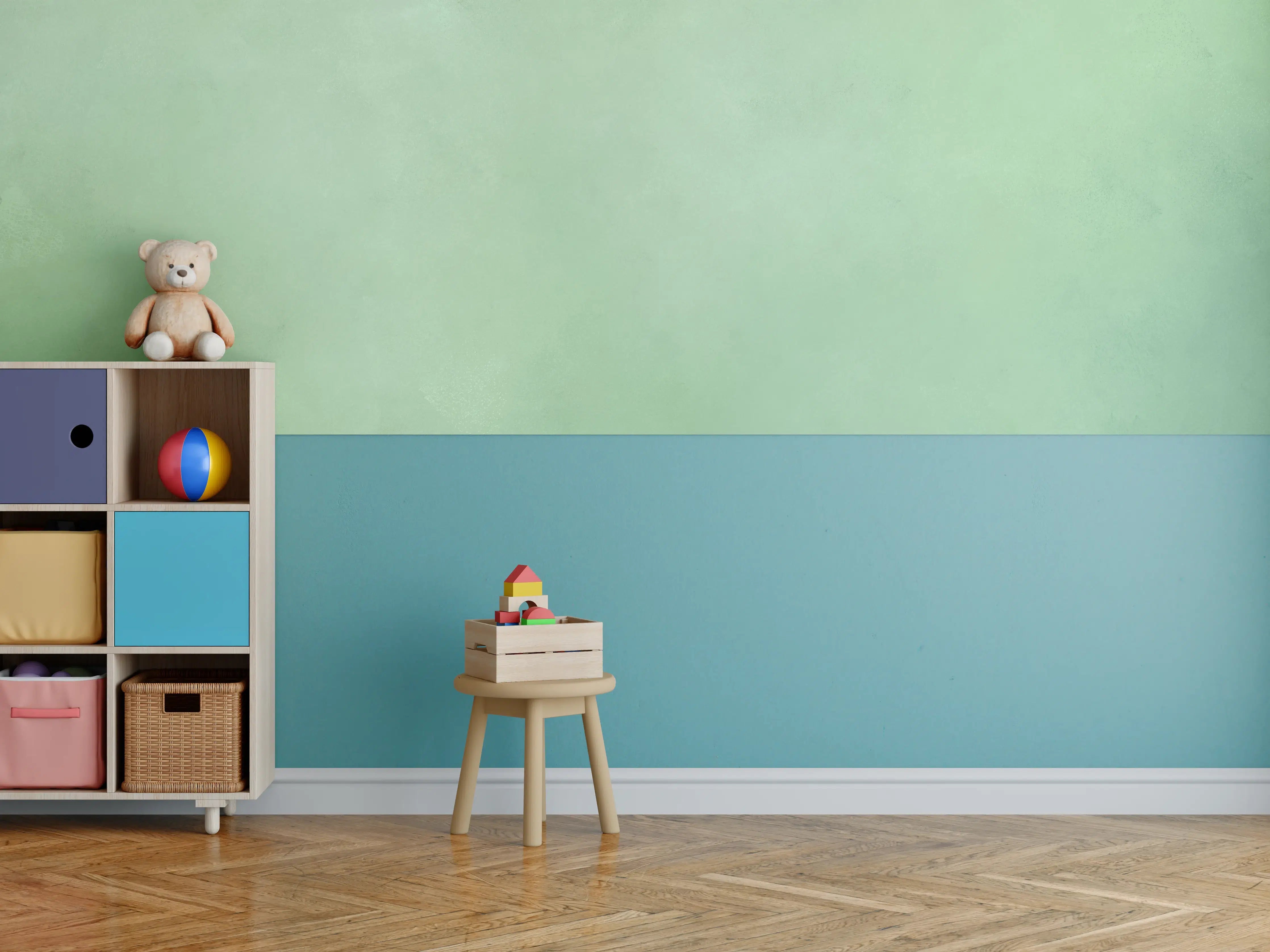 Kinderzimmer Wandgestaltung - Hintergrund in sanftem Grünton