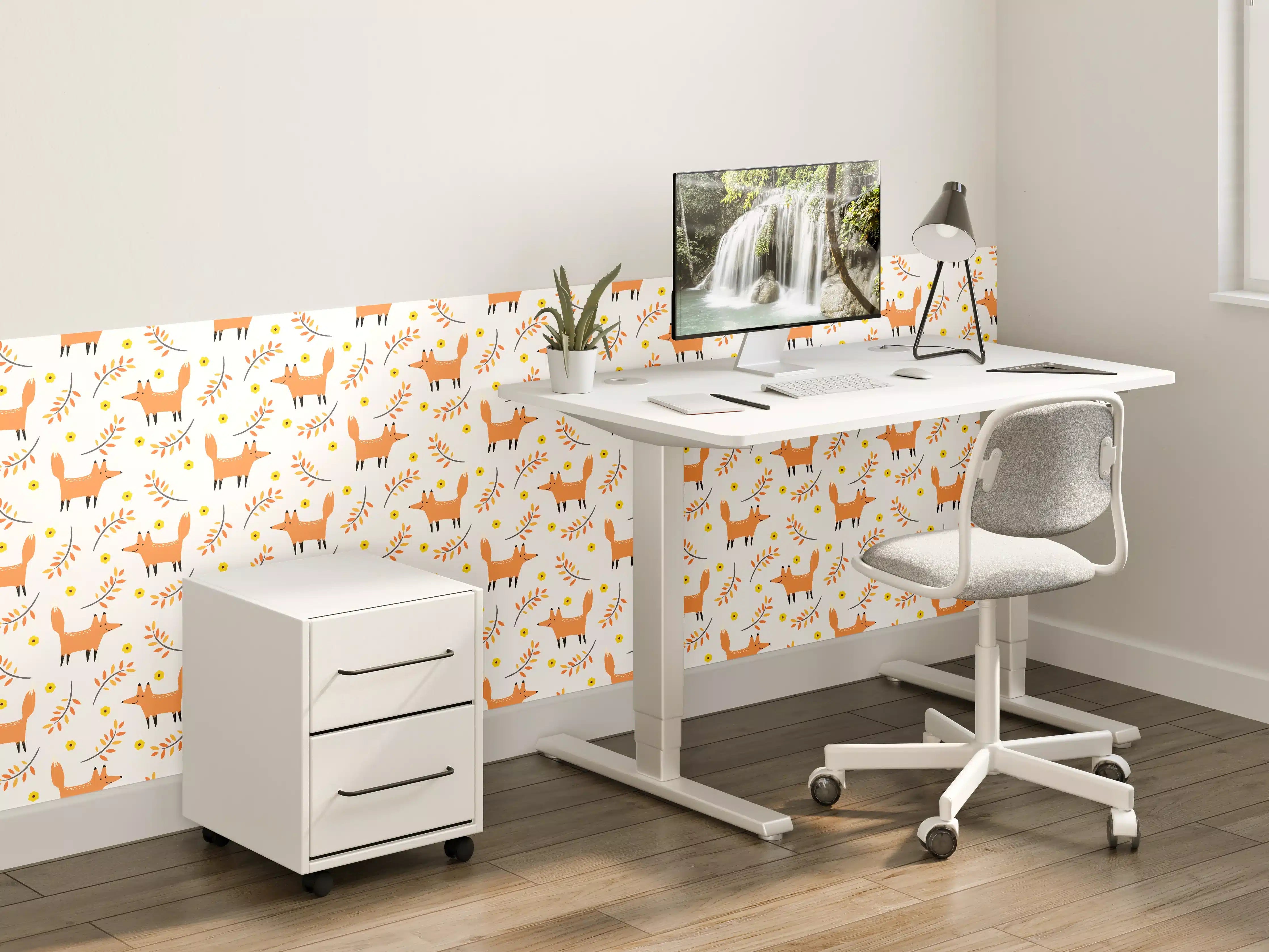 Kinderzimmer Wandgestaltung - Hirschmotive mit warmen Braun- und Orangetönen