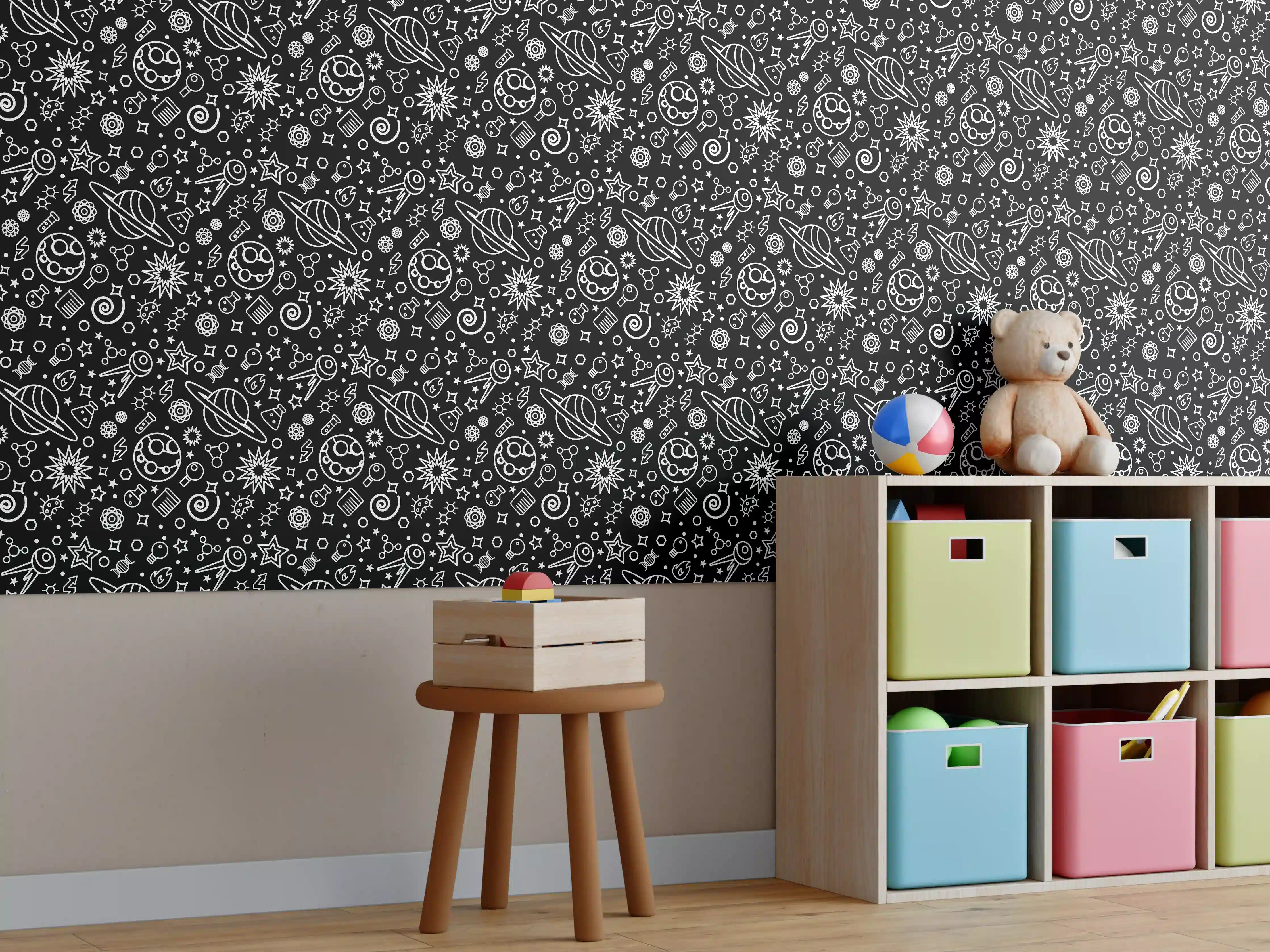 Kinderzimmer Wandgestaltung - Hochwertiger samtweißer Hintergrund mit dezenter Struktur