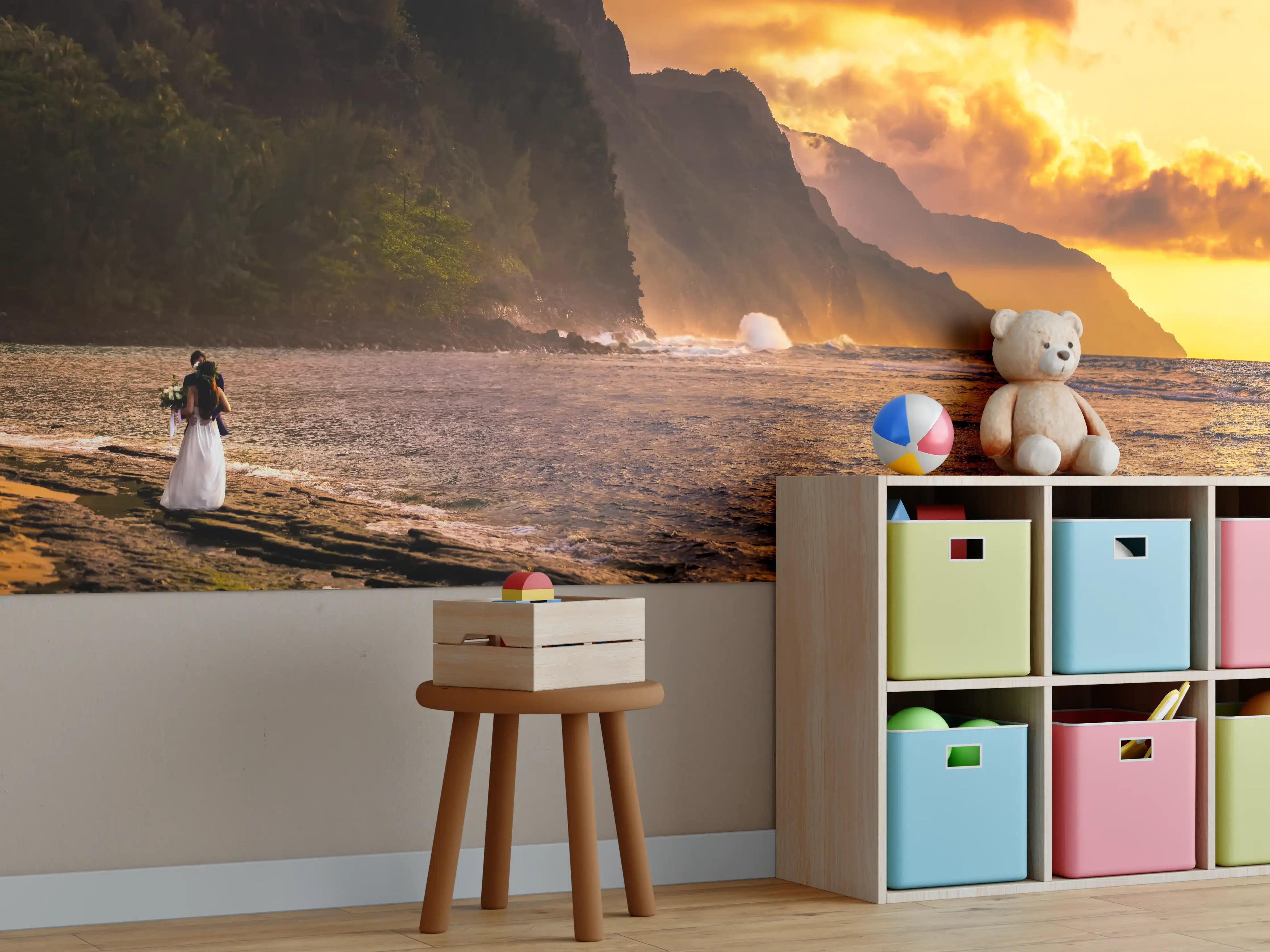 Kinderzimmer Wandgestaltung - Hochzeitspaar auf Hawaii
