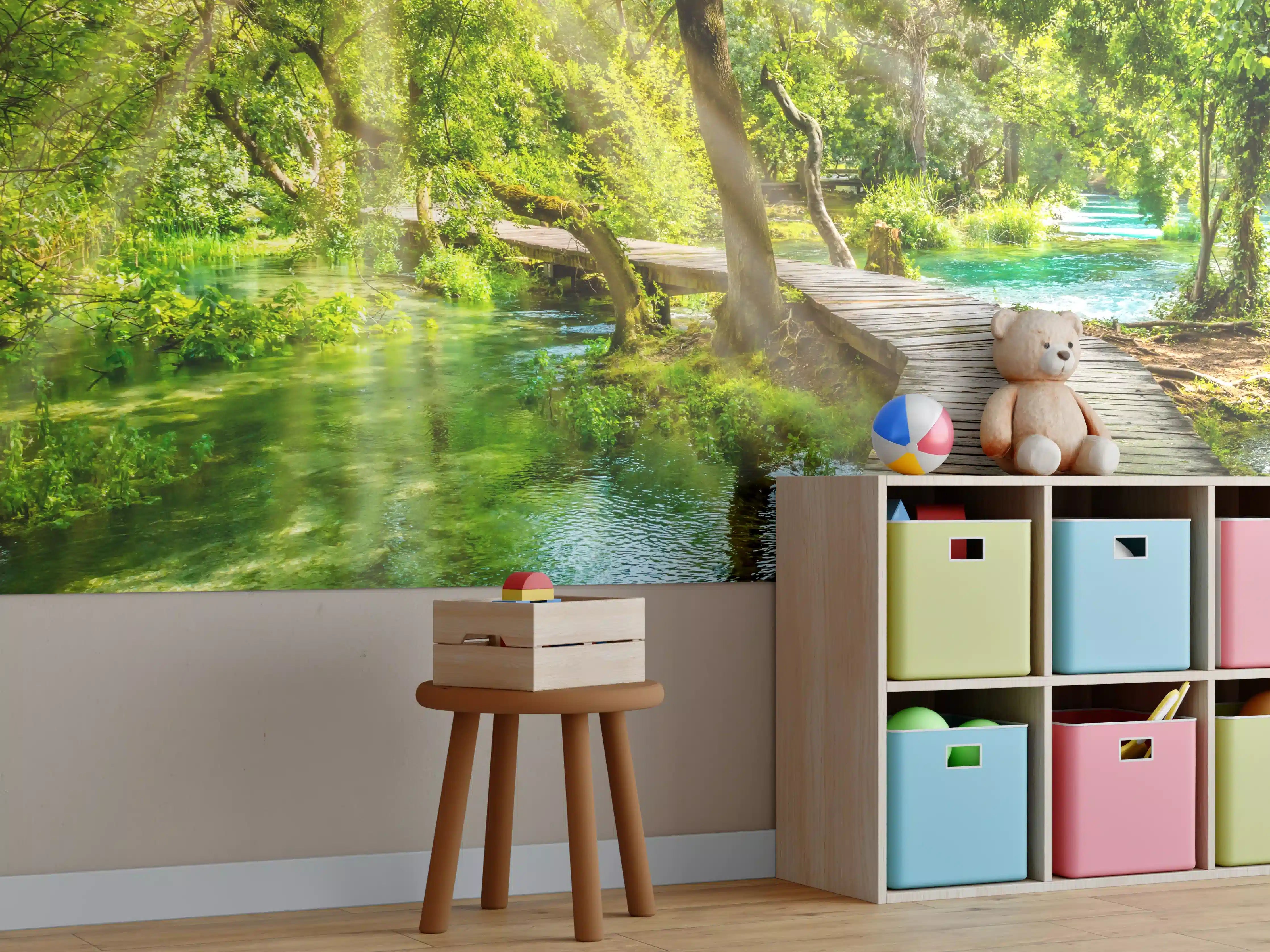 Kinderzimmer Wandgestaltung - Hölzerner Fußweg über Fluss - Kroatien