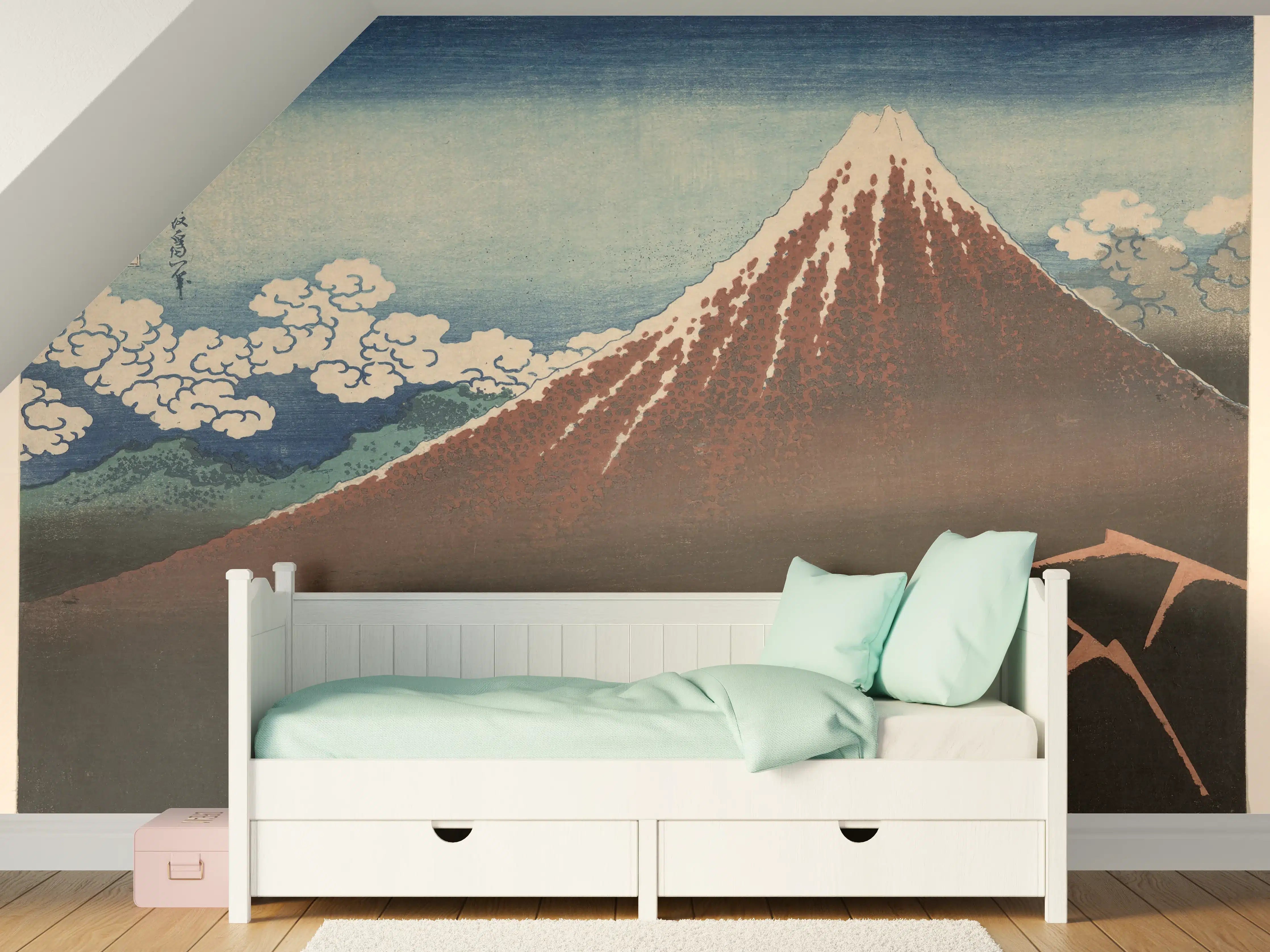 Kinderzimmer Wandgestaltung - Hokusai Fuji Berglandschaft