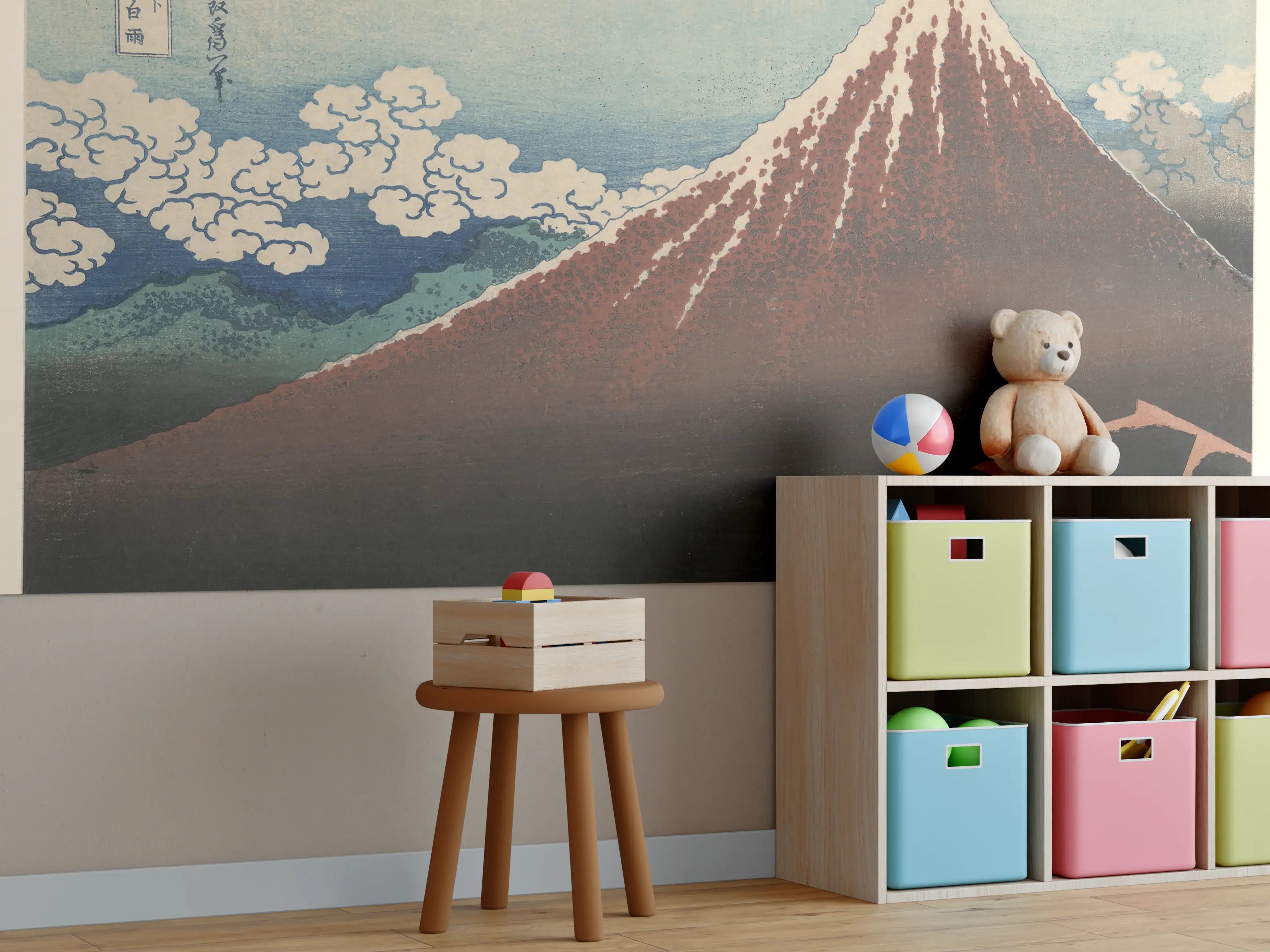 Kinderzimmer Wandgestaltung - Hokusai Fuji Berglandschaft