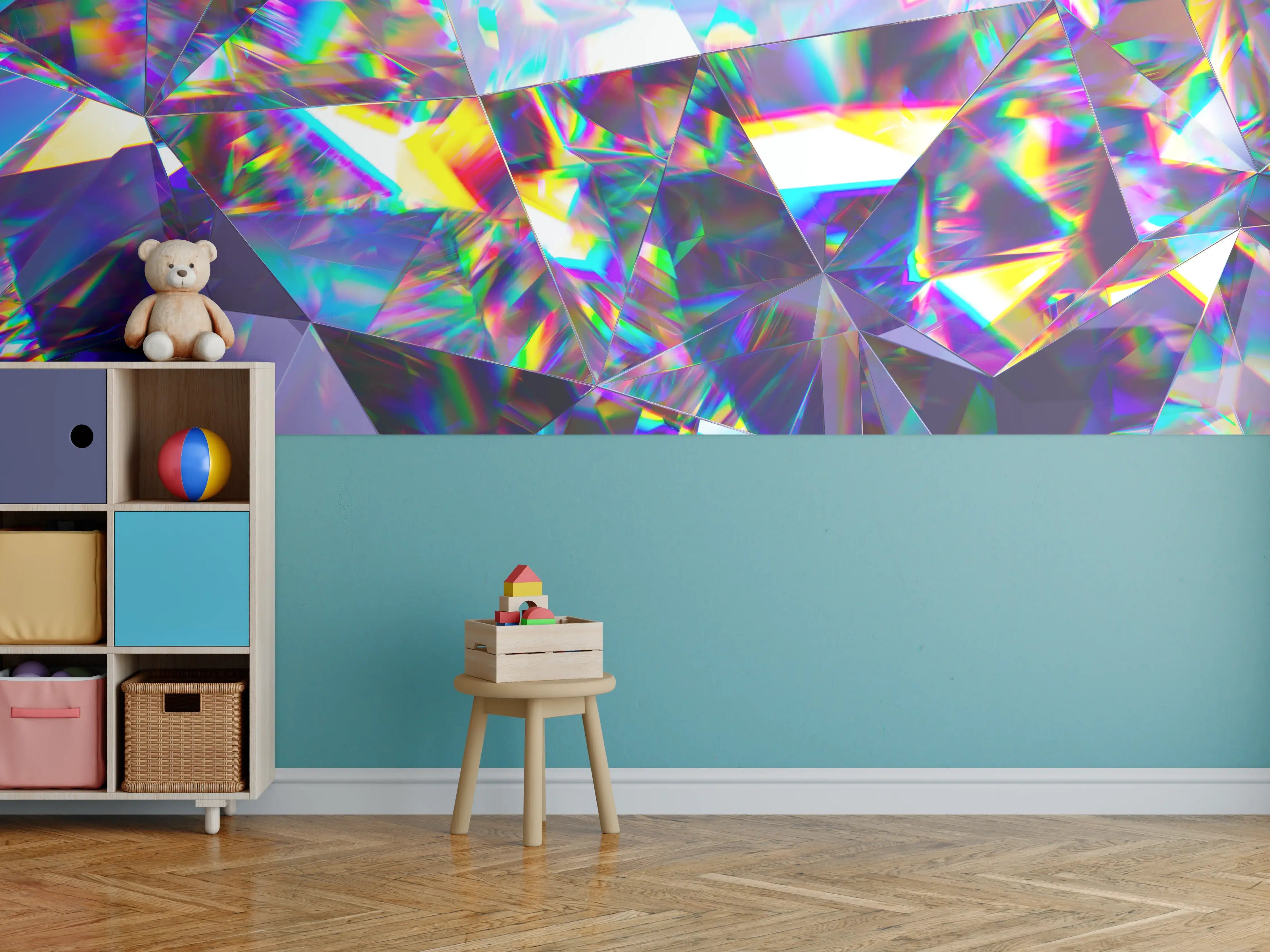 Kinderzimmer Wandgestaltung - Holografischer Schillernder Kristall