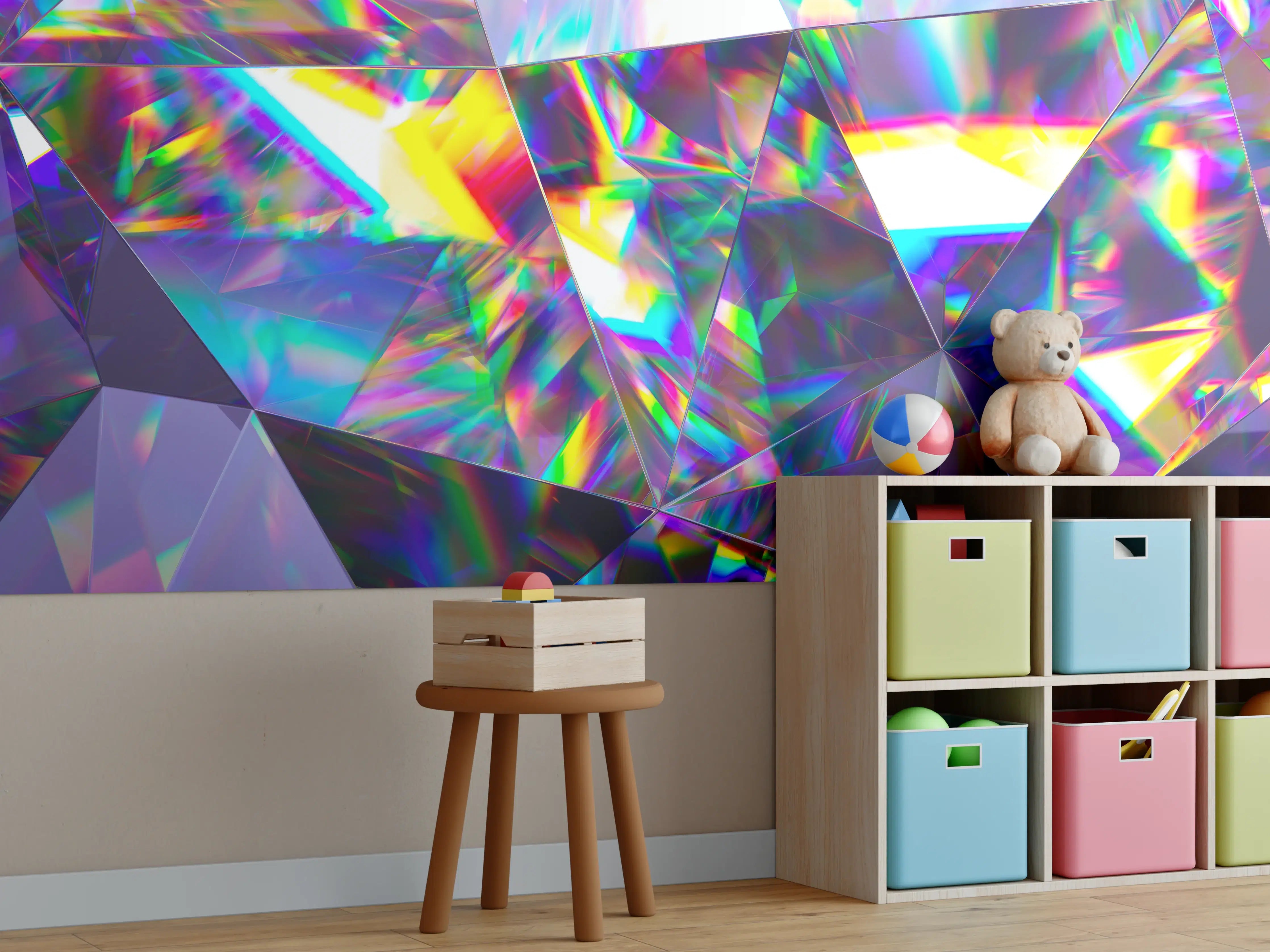 Kinderzimmer Wandgestaltung - Holografischer Schillernder Kristall