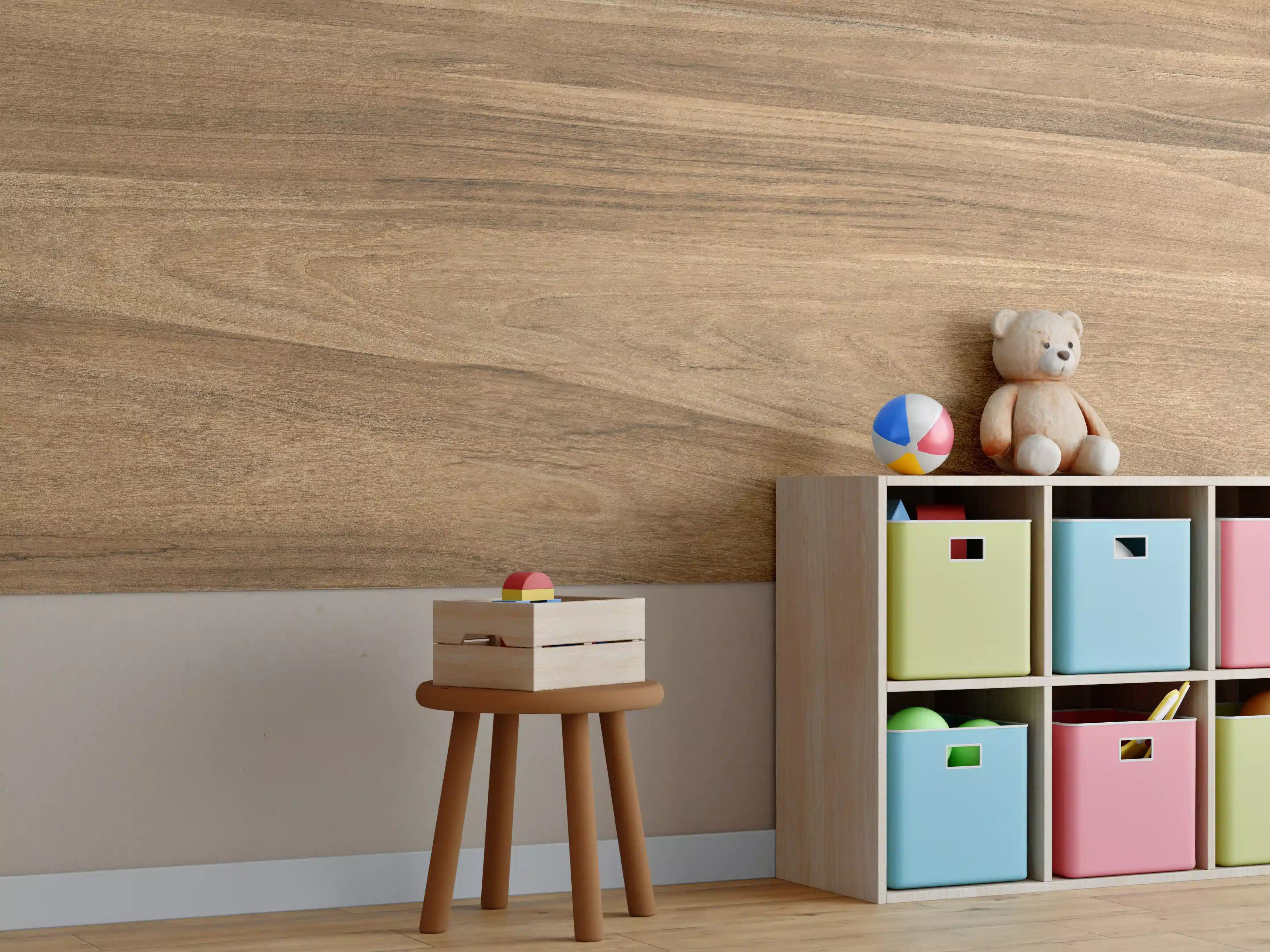 Kinderzimmer Wandgestaltung - Holz-Natur Muster