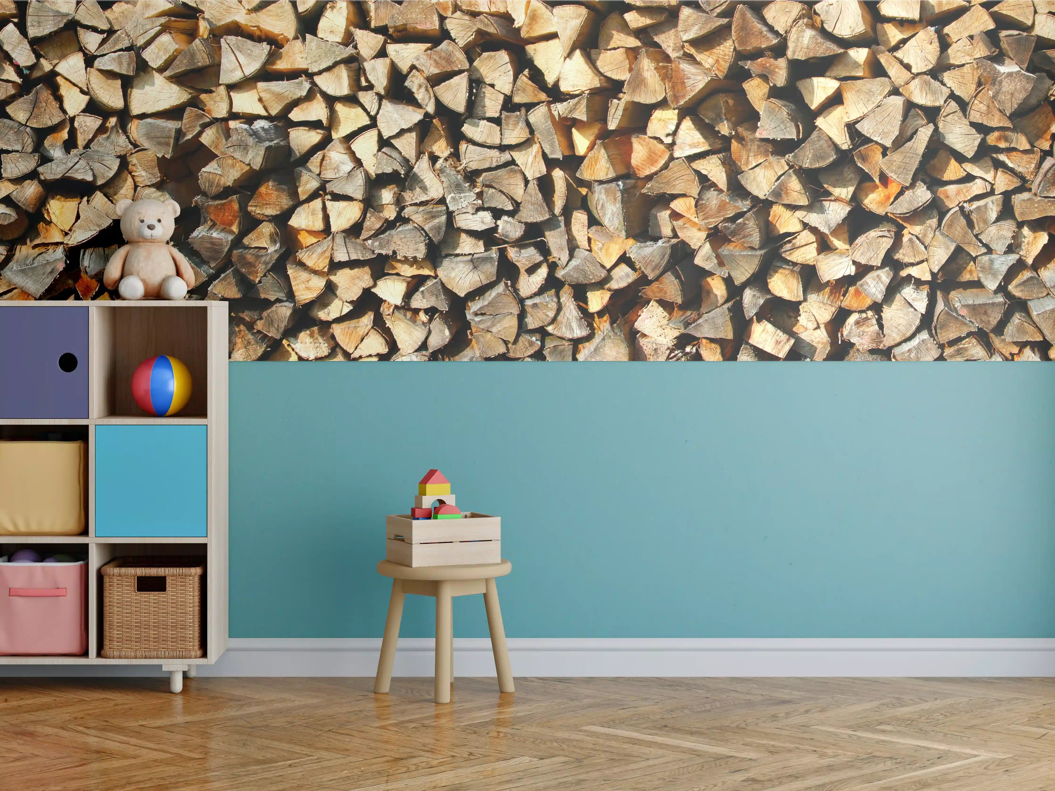 Kinderzimmer Wandgestaltung - Holzstämme