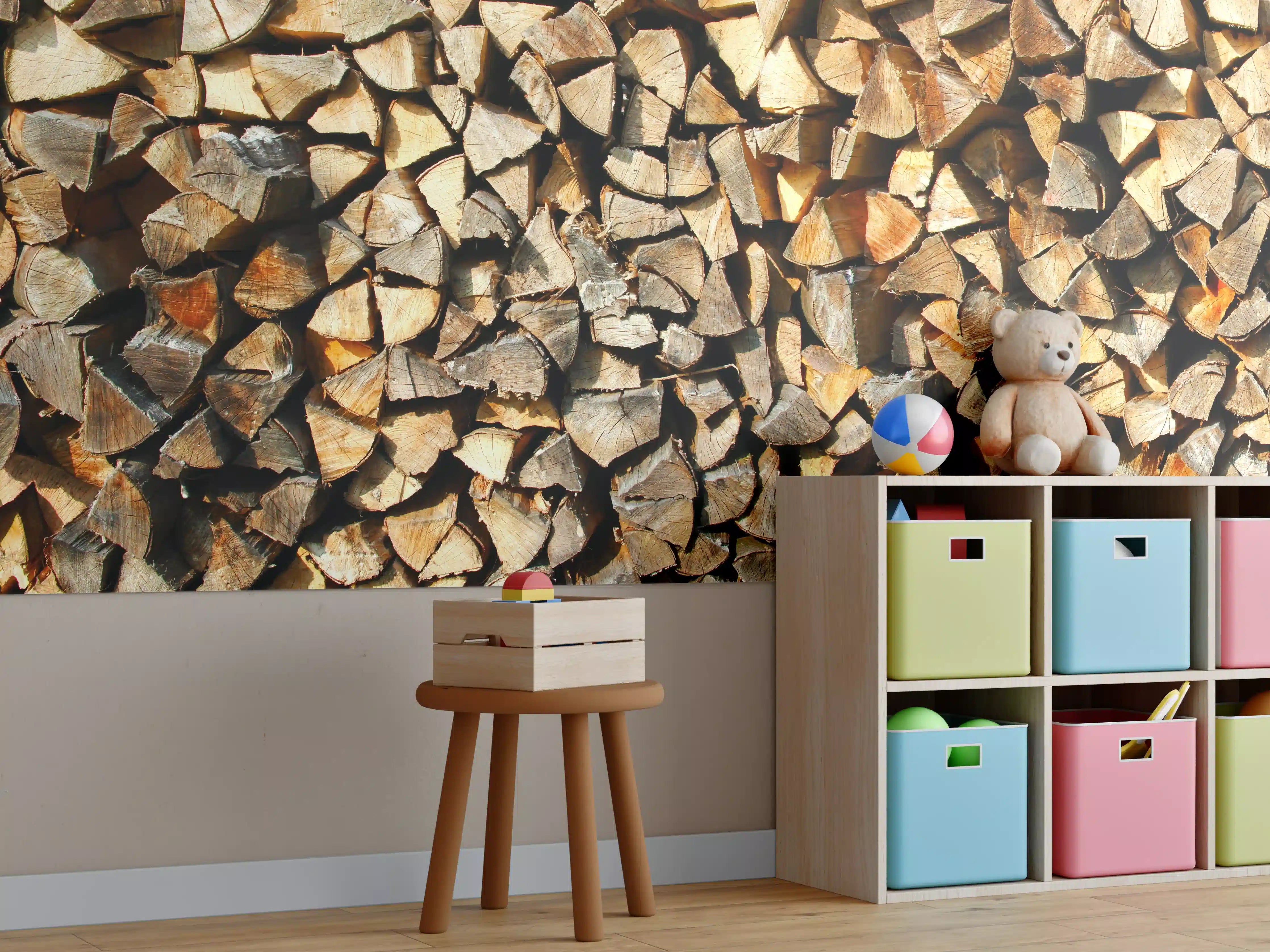 Kinderzimmer Wandgestaltung - Holzstämme
