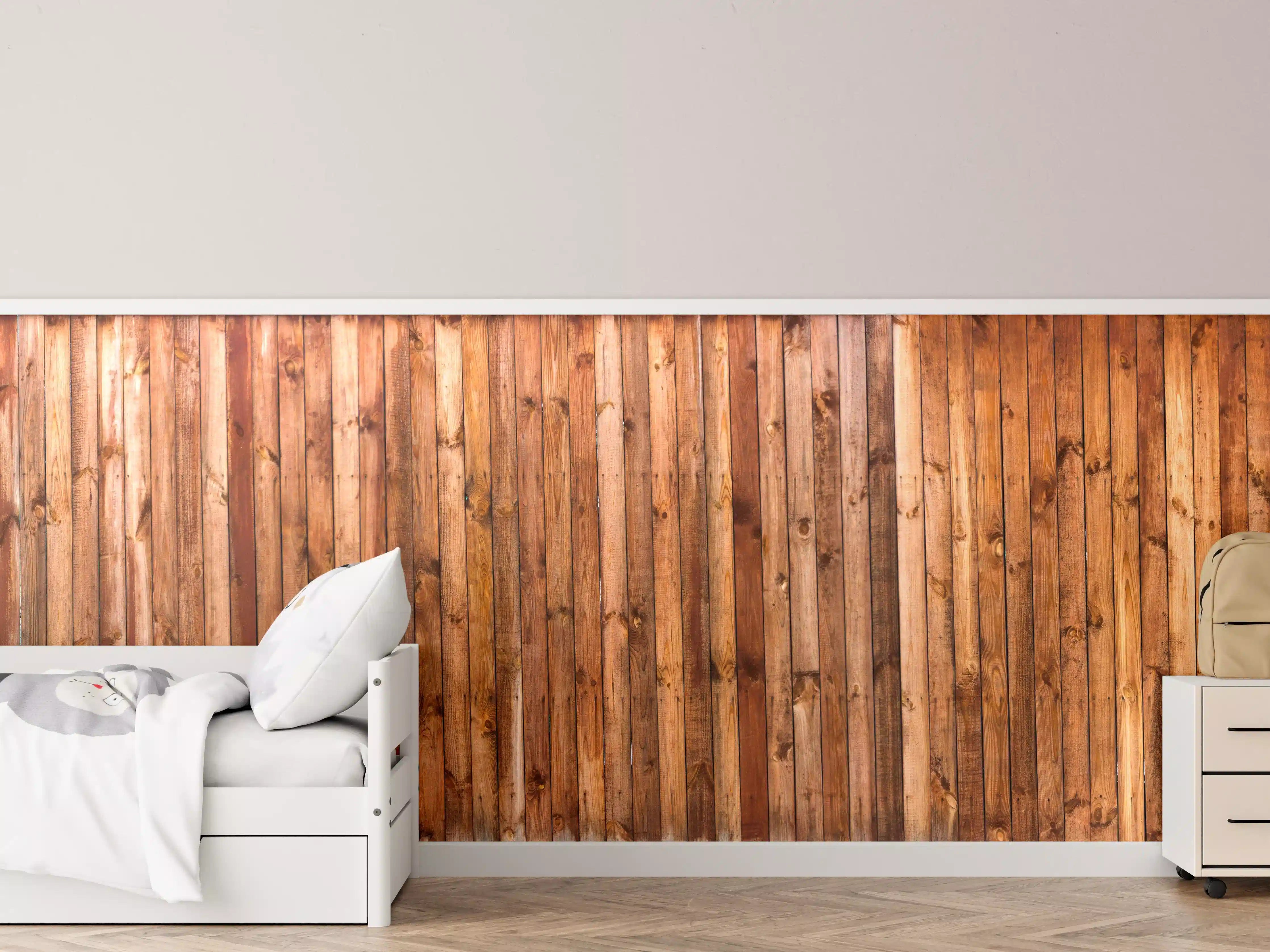 Kinderzimmer Wandgestaltung - Holzstruktur Planken Panorama