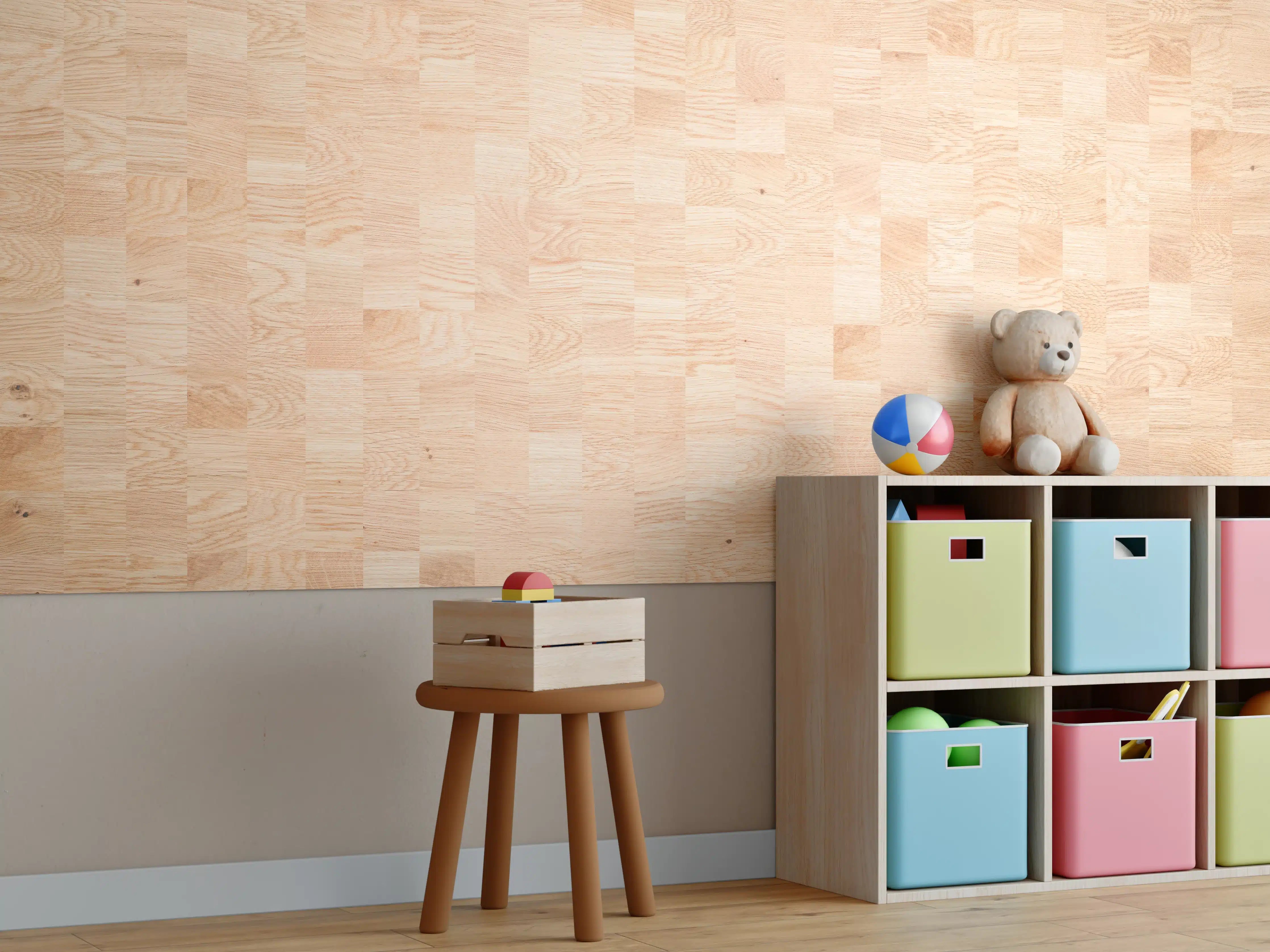 Kinderzimmer Wandgestaltung - Holztextur aus Eschenholz