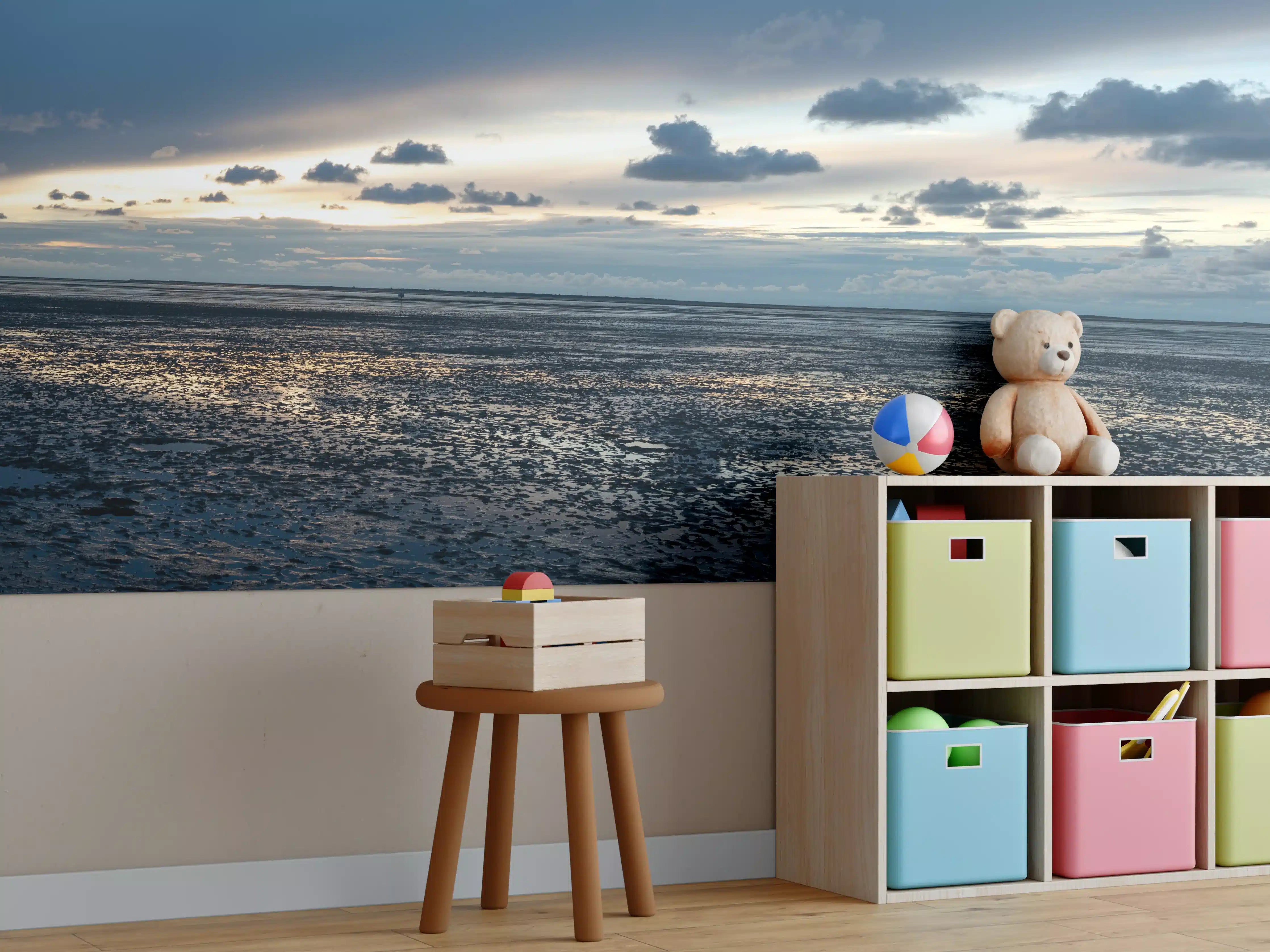 Kinderzimmer Wandgestaltung - Idyllische Küstenlandschaft bei Sonnenuntergang