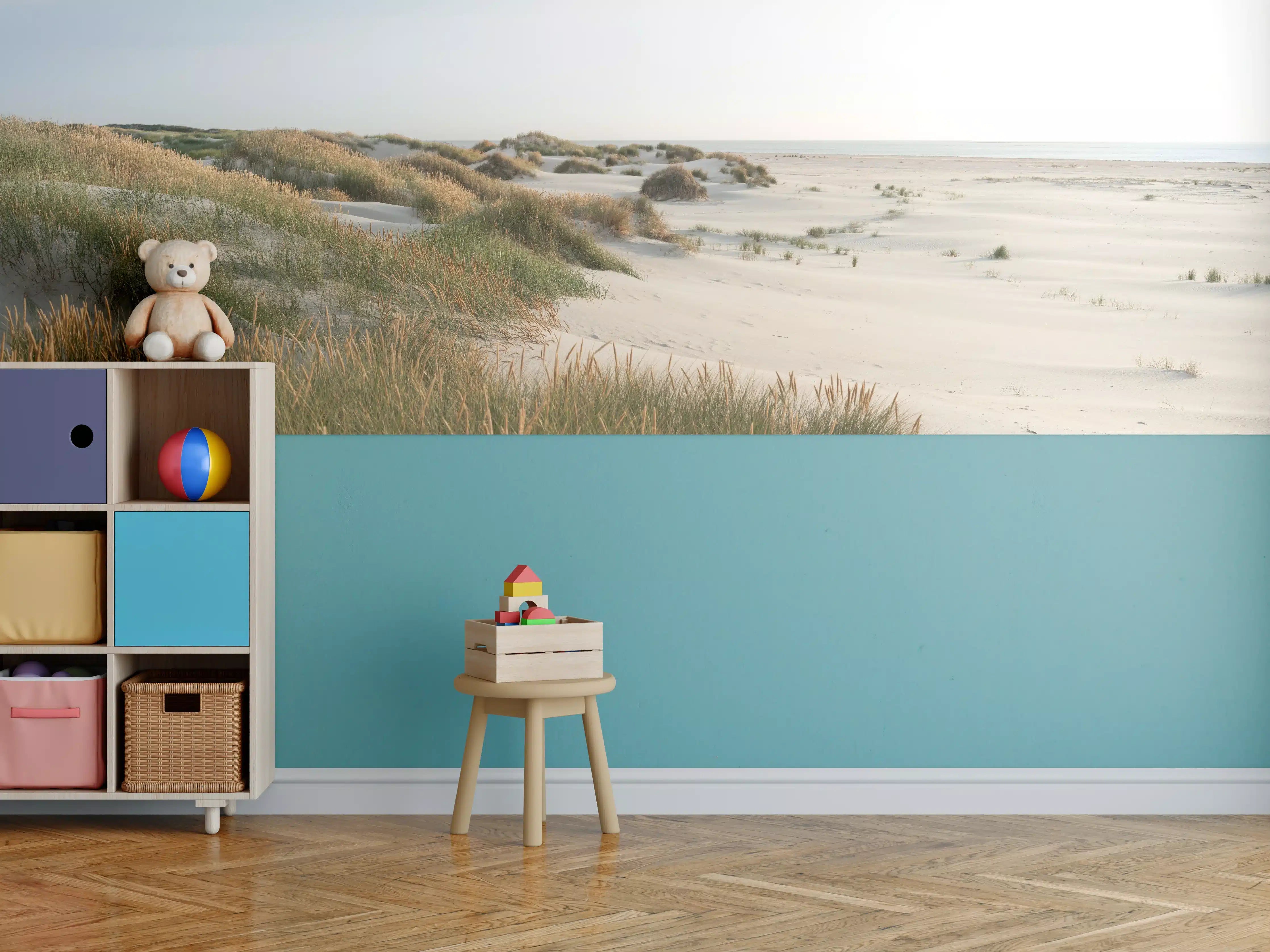 Kinderzimmer Wandgestaltung - Idyllische Küstenlandschaft mit Strandsand