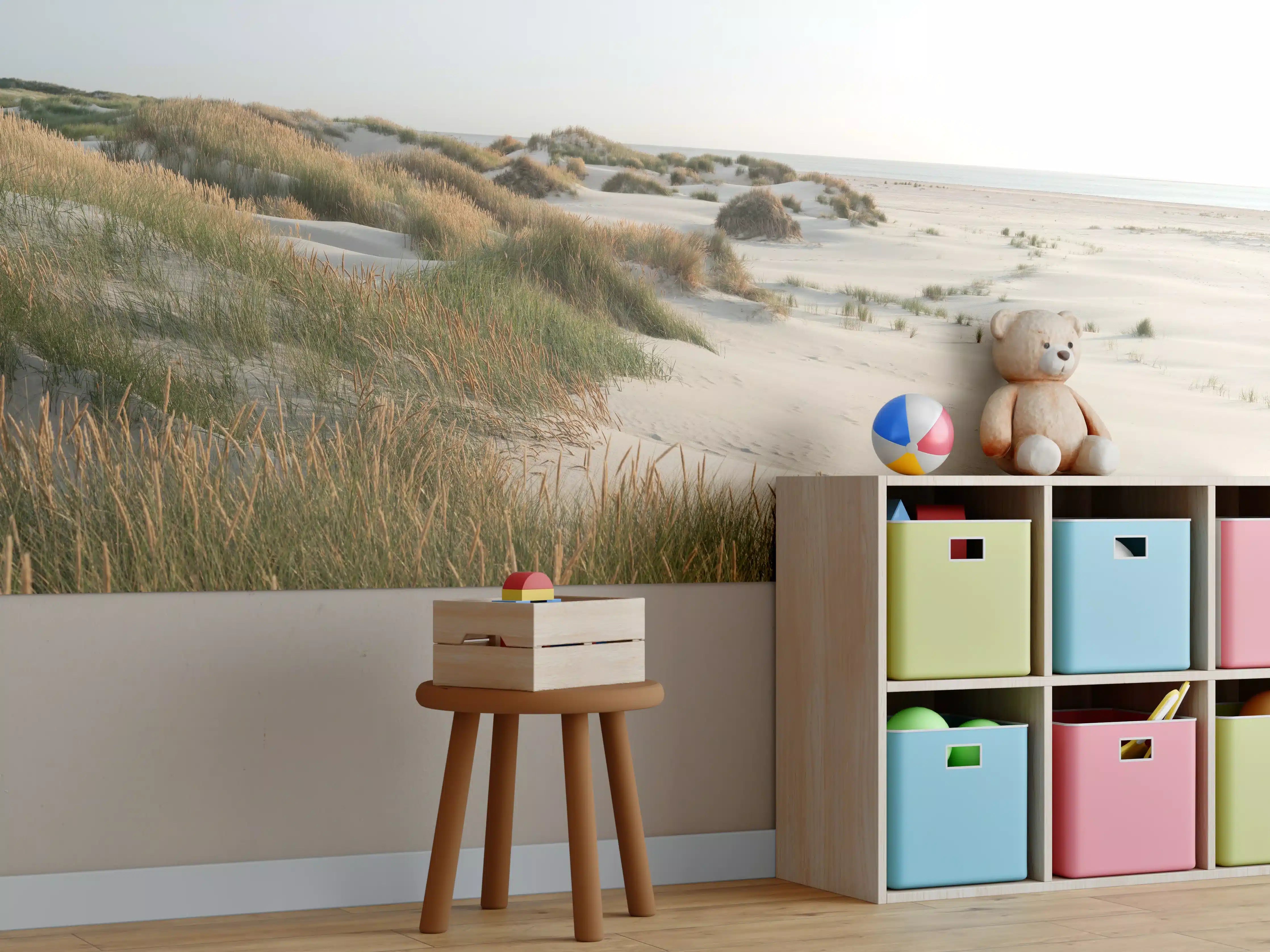 Kinderzimmer Wandgestaltung - Idyllische Küstenlandschaft mit Strandsand