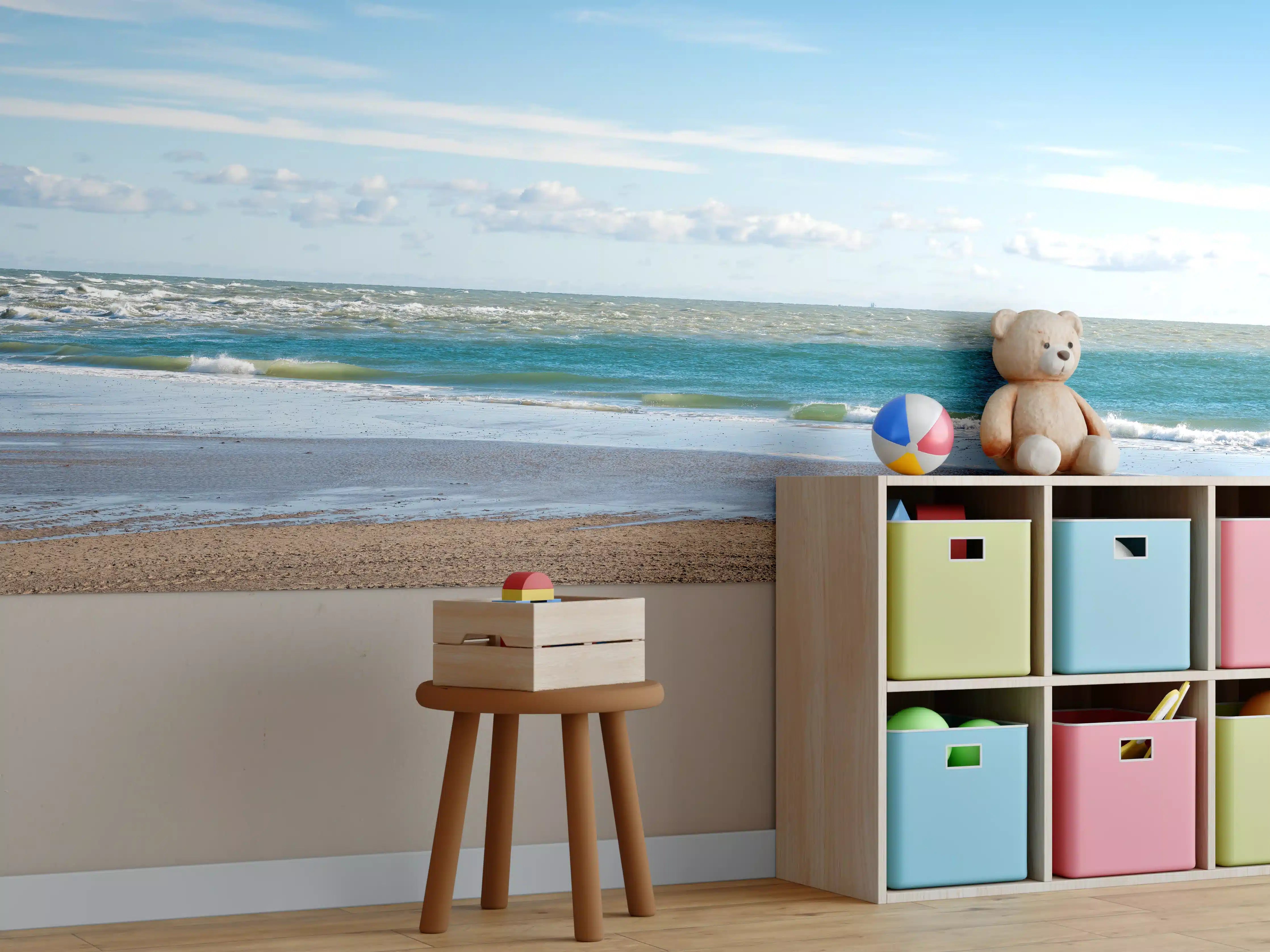 Kinderzimmer Wandgestaltung - Idyllische Küstenlandschaft mit sanften Wellen